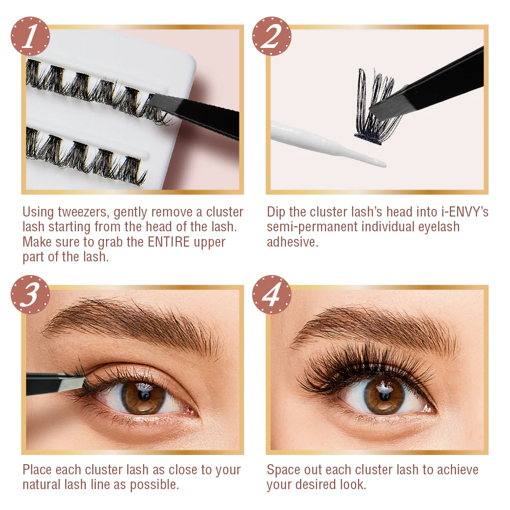 VLuxe By i•ENVY CC & DD Curl Faux Mink Lash Clusters (12Ð16mm) DIY Lash Extensions for Wispy Volume & Natural Look - Image 26