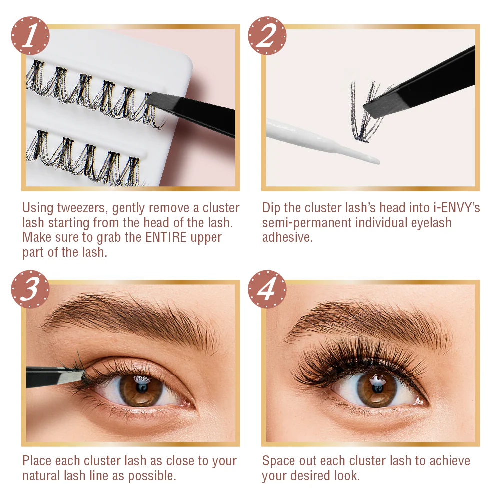 VLuxe By i•ENVY CC & DD Curl Faux Mink Lash Clusters (12Ð16mm) DIY Lash Extensions for Wispy Volume & Natural Look - Image 6