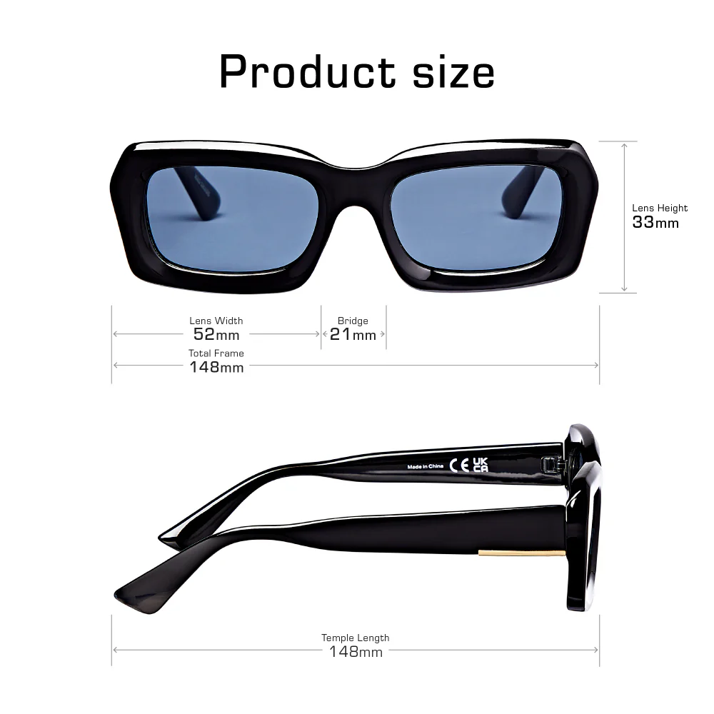 Mad Shade Classic Rectangular Black Sunglasses #59 - Image 5