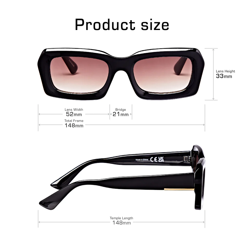 Mad Shade Classic Rectangular Black Sunglasses #60 - Image 5