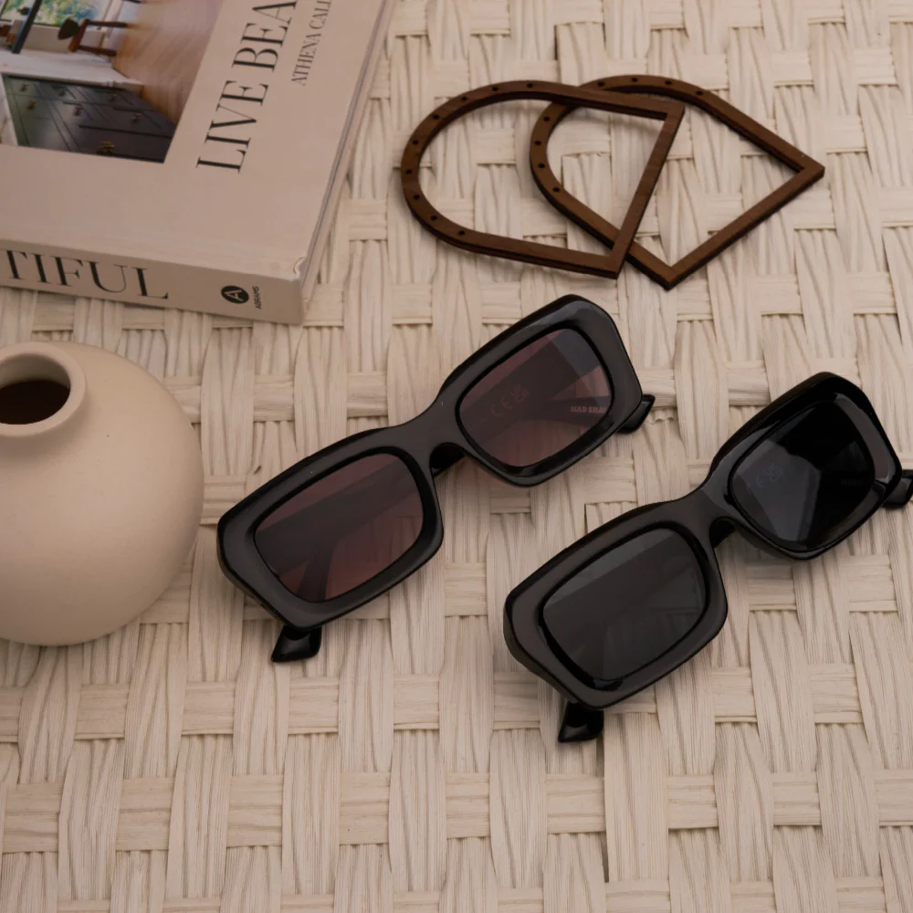Mad Shade Classic Rectangular Black Sunglasses #60 - Image 7