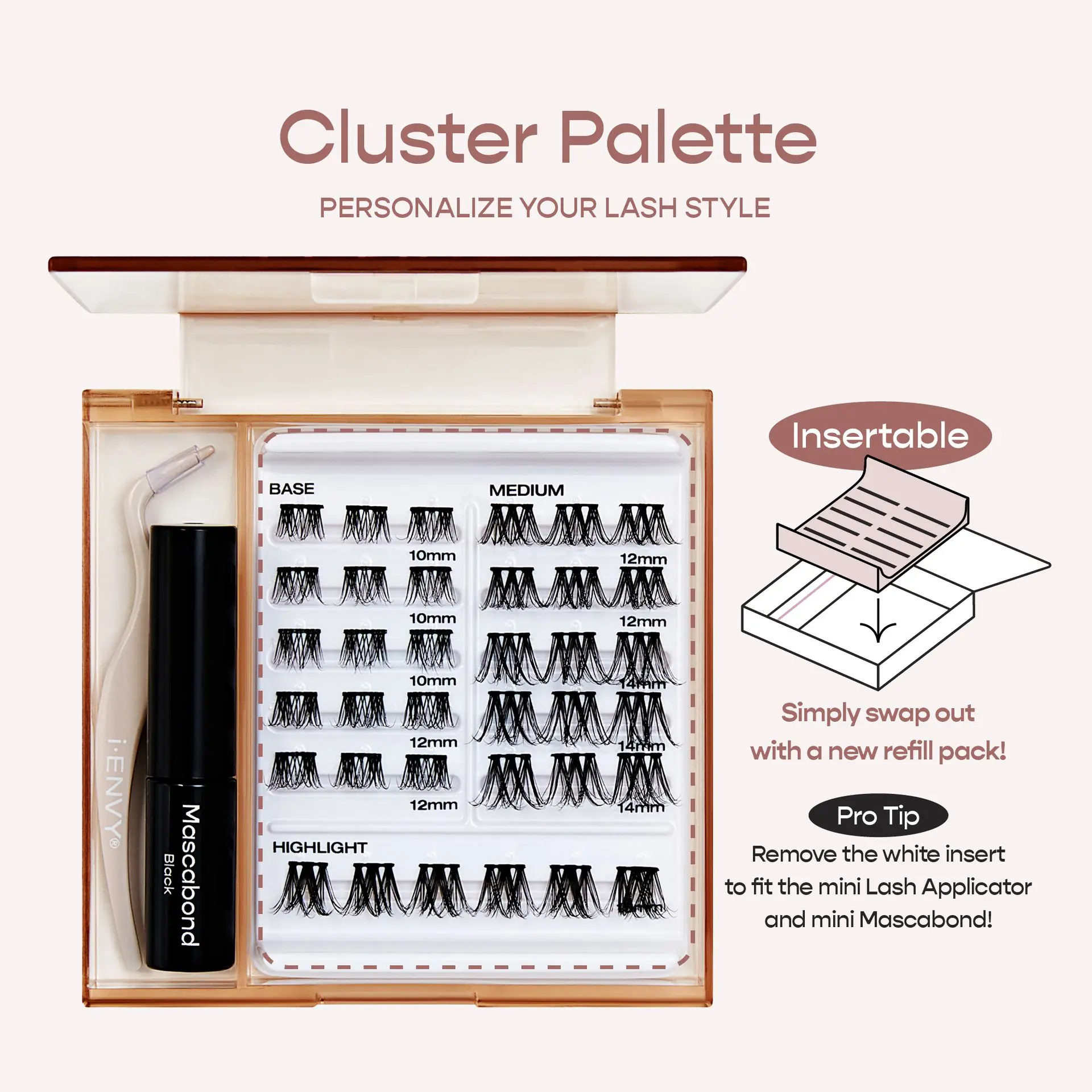 I-ENVY Cluster Palette Kit - Refillable DIY Underlash Extension Palette with 36 Lash Clusters - Image 22
