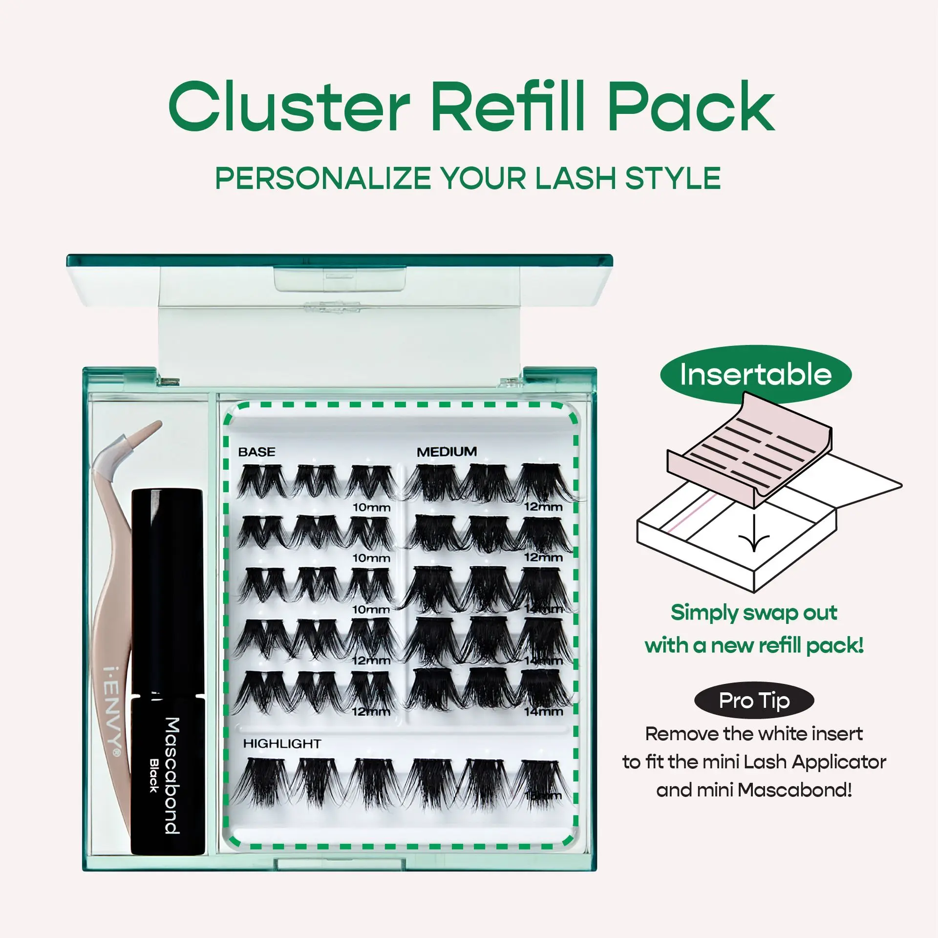 I-ENVY Cluster Palette Kit - Refillable DIY Underlash Extension Palette with 36 Lash Clusters - Image 24