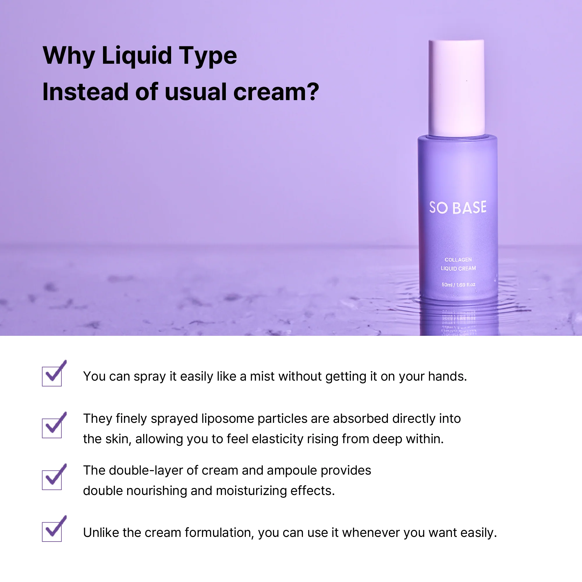SOBASE Collagen Liquid Cream Spray-On Double Layer Moisturizer for Glass Skin - Image 4