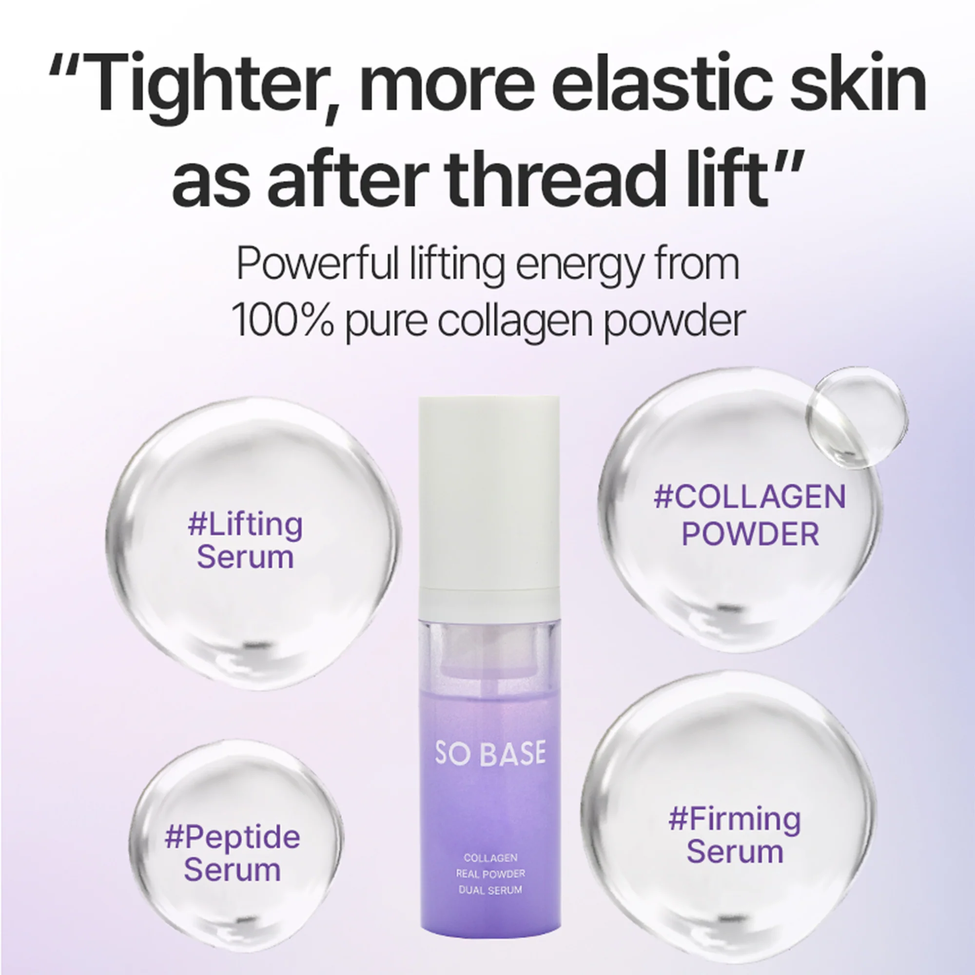 SOBASE 100% Pure Collagen Powder Serum - Instant Face Lift & Wrinkle Filler Glow for Sagging Skin - Image 3
