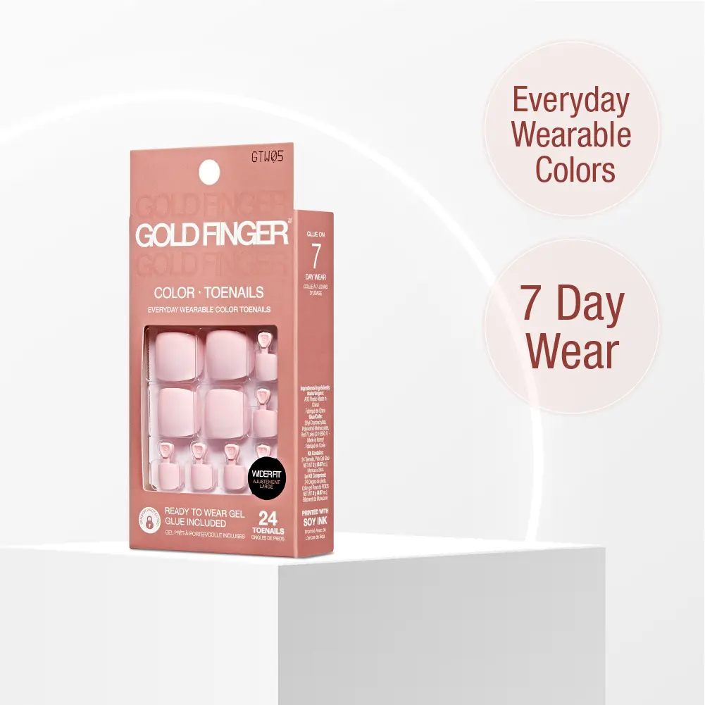 Gold Finger Color Gel Press On Toenails - 24pcs Wide Fit Fake Toe Nails with Glue - Cool It - Image 4