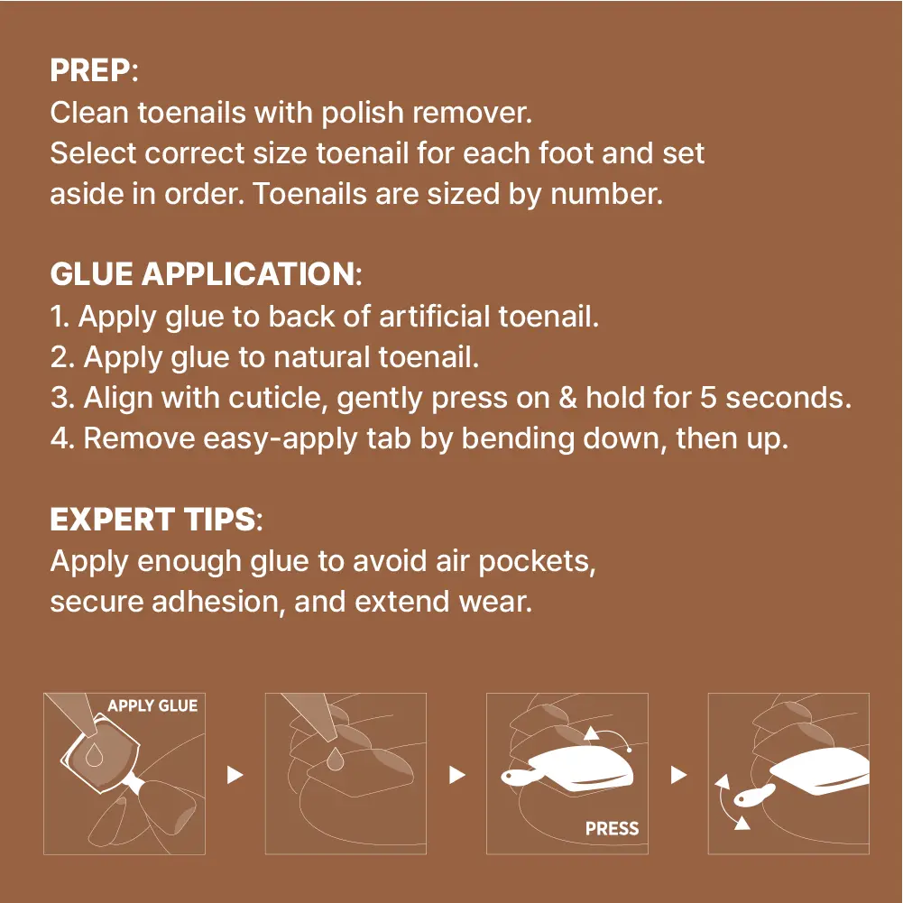 Gold Finger Color Gel Press On Toenails - 24pcs Wide Fit Fake Toe Nails with Glue - Cool It - Image 5
