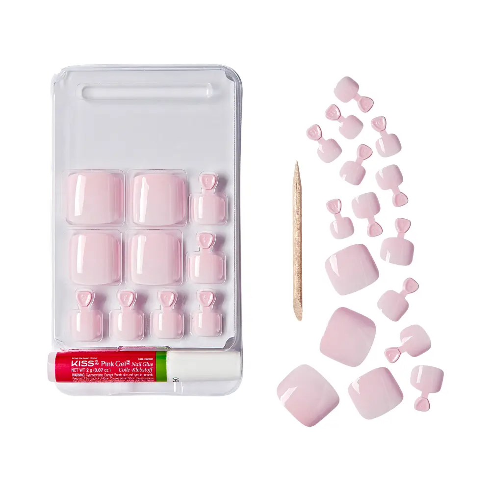 Gold Finger Color Gel Press On Toenails - 24pcs Wide Fit Fake Toe Nails with Glue - Cool It - Image 6