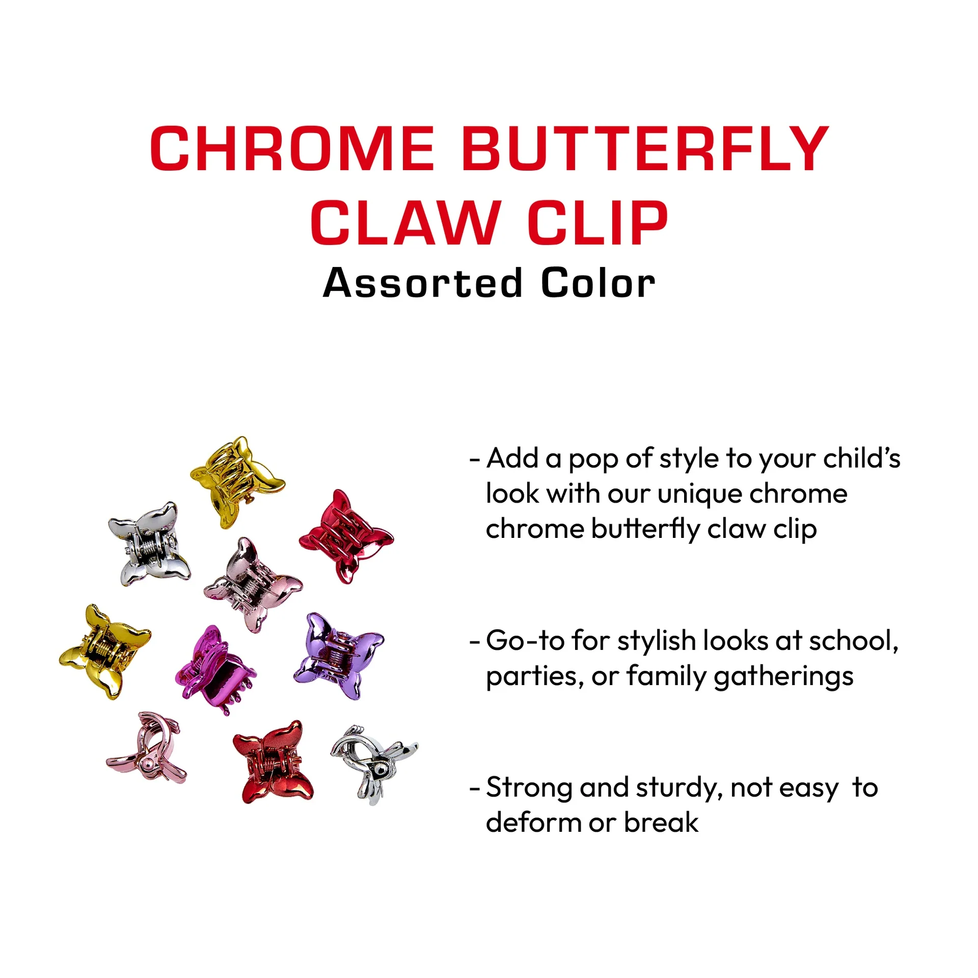 RED by KISS Colorful Kids Hair Claw Clips - No-Slip Grip - Image 28