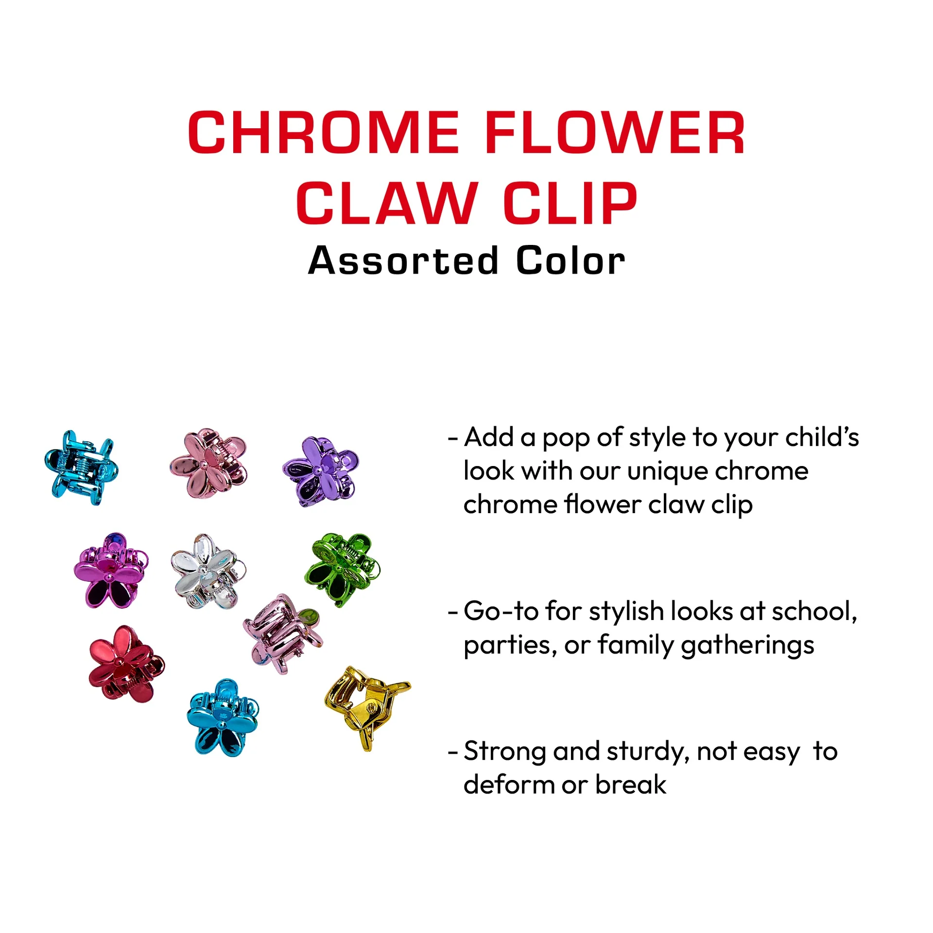 RED by KISS Colorful Kids Hair Claw Clips - No-Slip Grip - Image 37