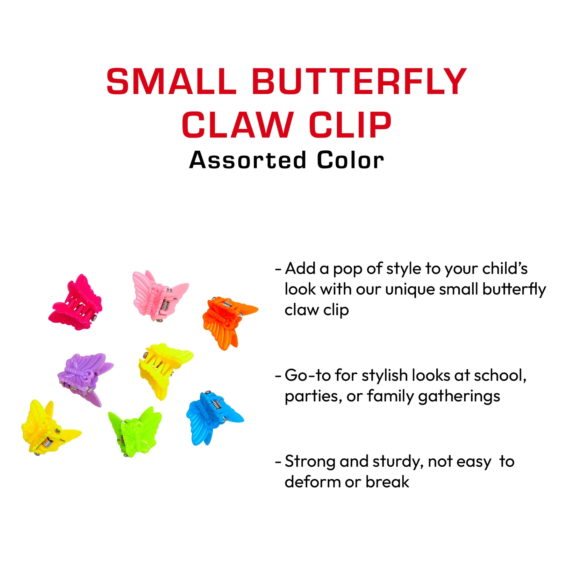 RED by KISS Colorful Kids Hair Claw Clips - No-Slip Grip - Image 45