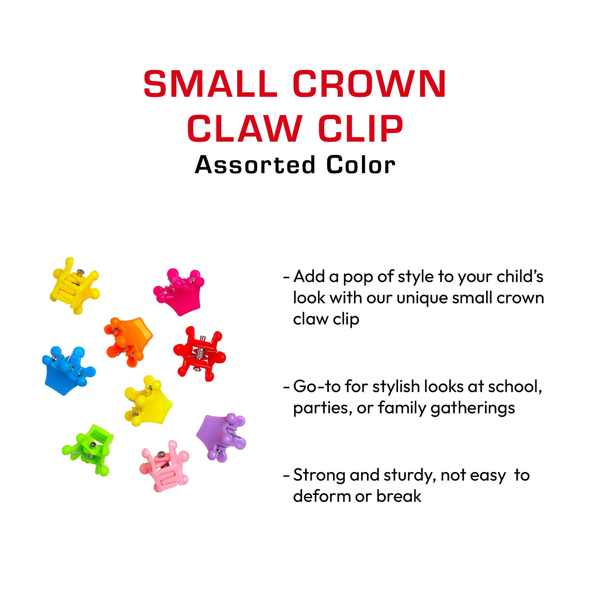 RED by KISS Colorful Kids Hair Claw Clips - No-Slip Grip - Image 53