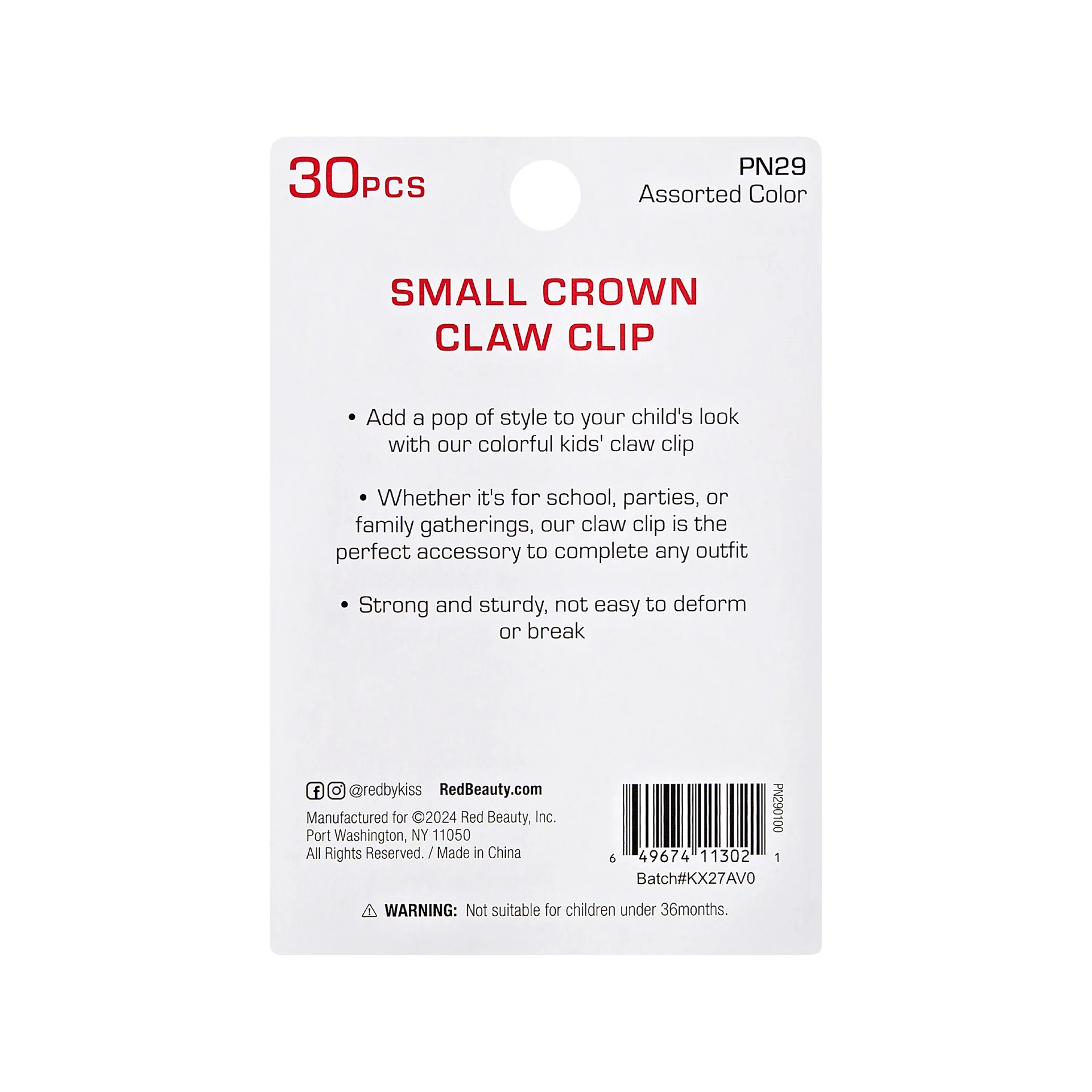 RED by KISS Colorful Kids Hair Claw Clips - No-Slip Grip - Image 57