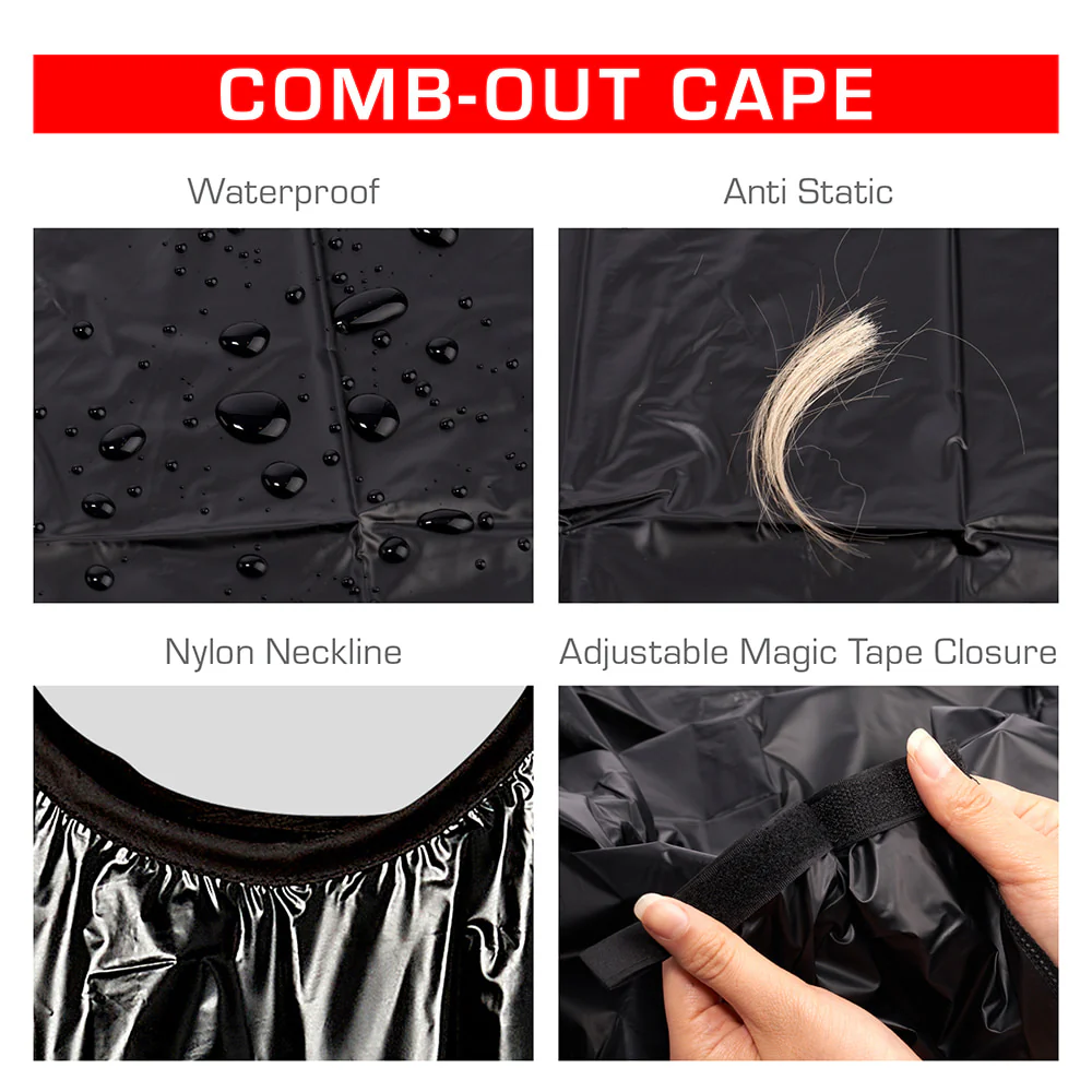 RED by KISS Comb-Out Soft Vinyl Cape - Black - Image 4