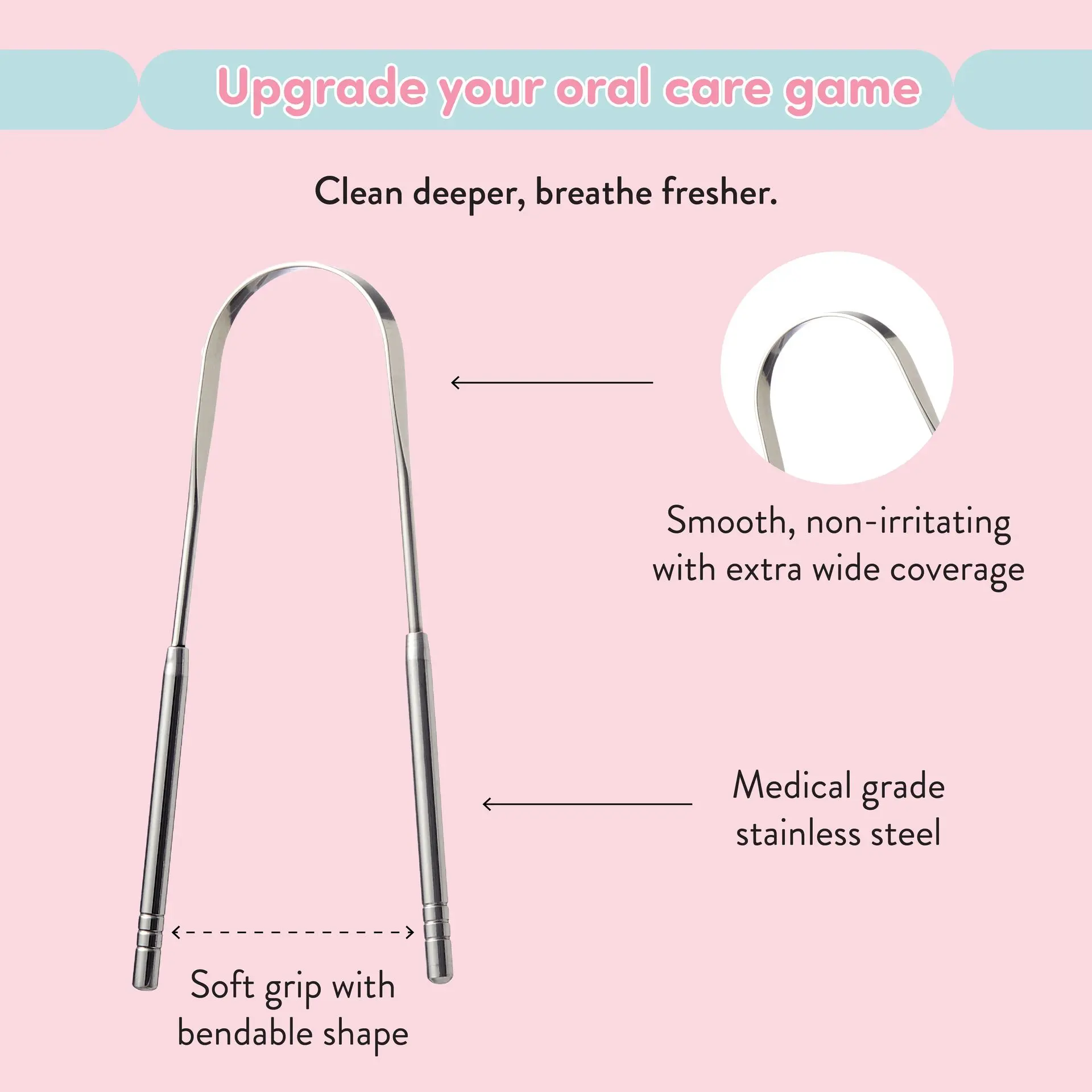 éclat Stainless Steel Tongue Scraper for Adults with Travel Case - Image 25
