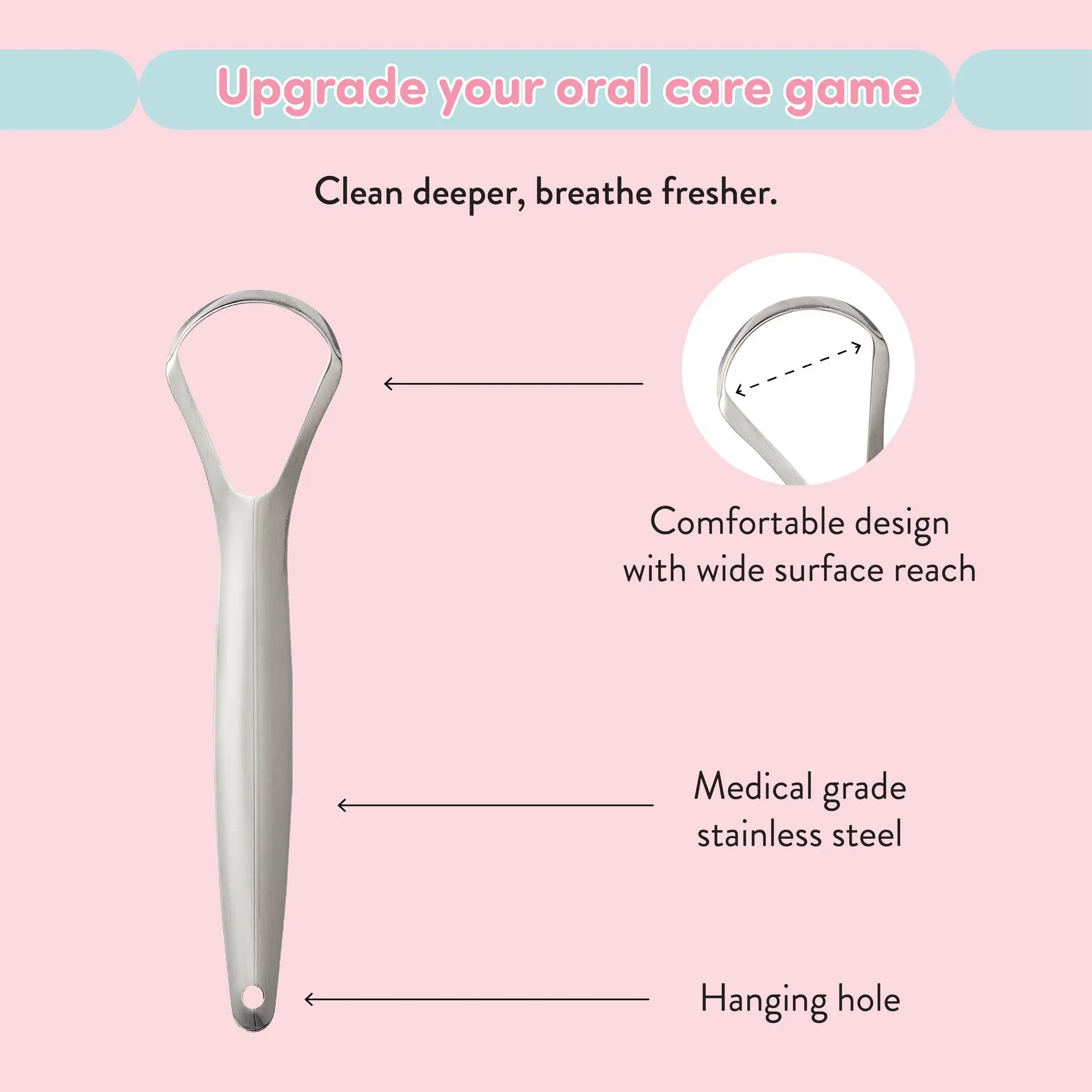 éclat Stainless Steel Tongue Scraper for Adults with Travel Case - Image 24