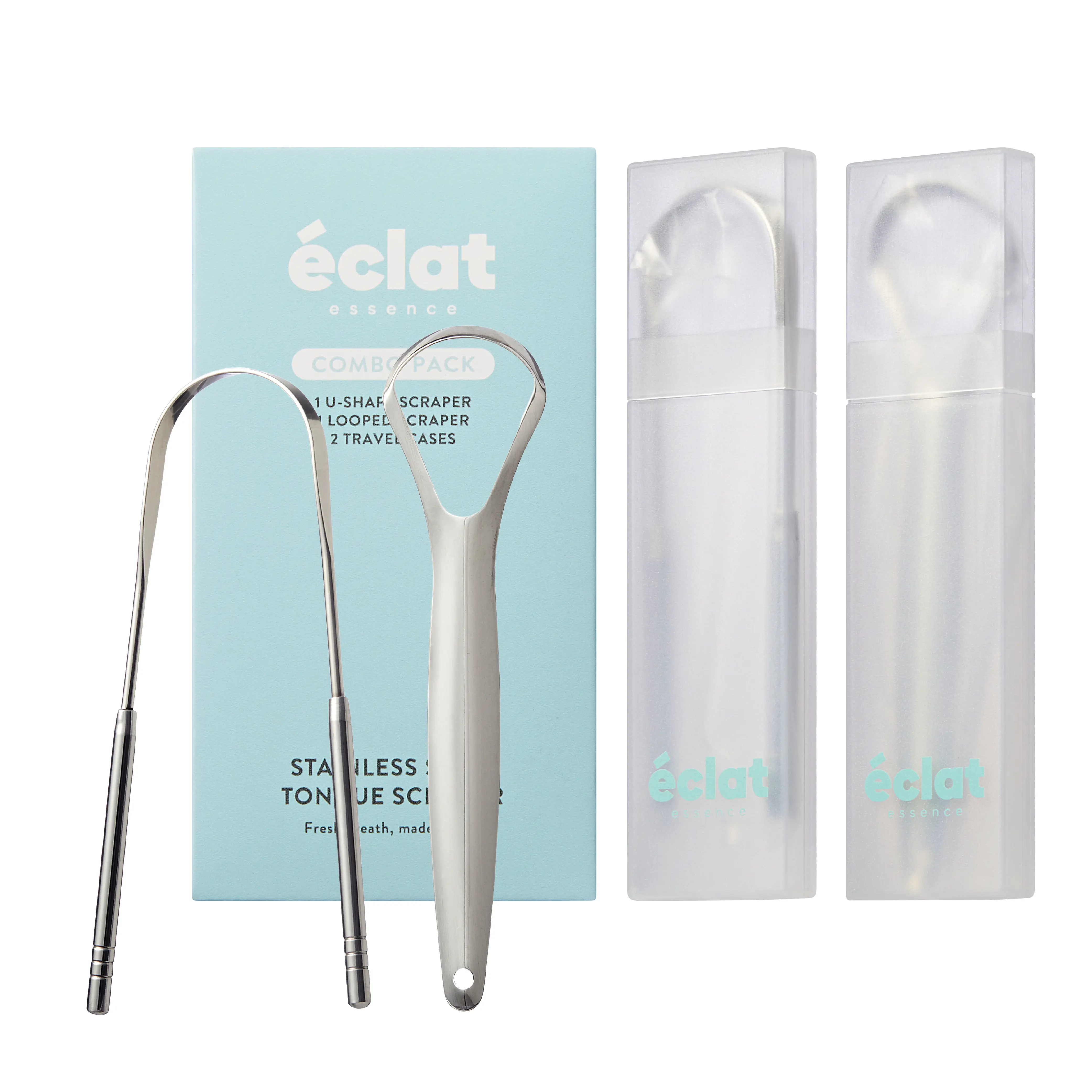 éclat Stainless Steel Tongue Scraper for Adults with Travel Case - Image 23