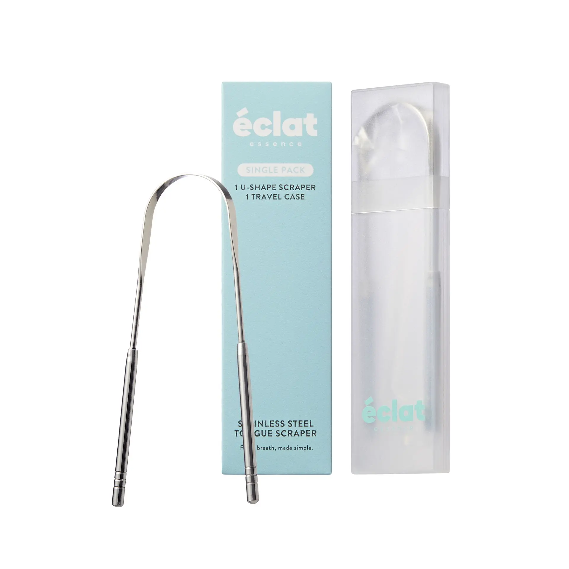 éclat Stainless Steel Tongue Scraper for Adults with Travel Case - Image 8