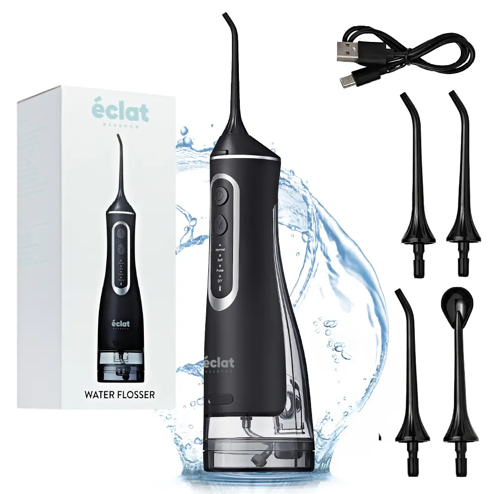 éclat Complete Oral Care Bundle: Cordless Water Flosser + Steel Tongue Scraper Kit - Image 36
