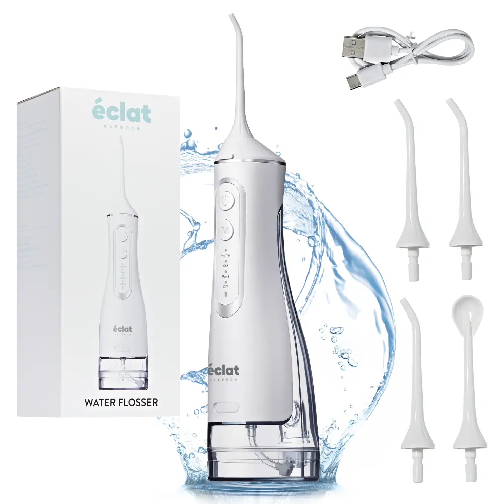 éclat Complete Oral Care Bundle: Cordless Water Flosser + Steel Tongue Scraper Kit - Image 46