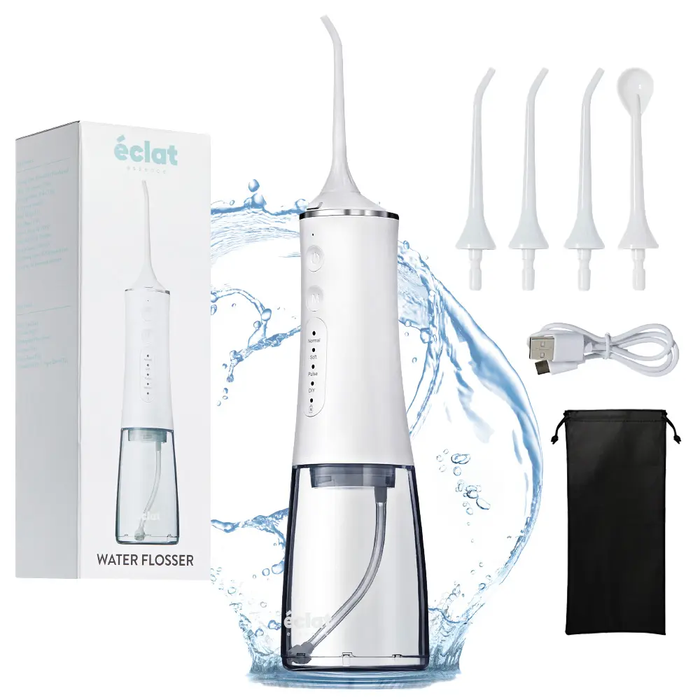 éclat Complete Oral Care Bundle: Cordless Water Flosser + Steel Tongue Scraper Kit - Image 59