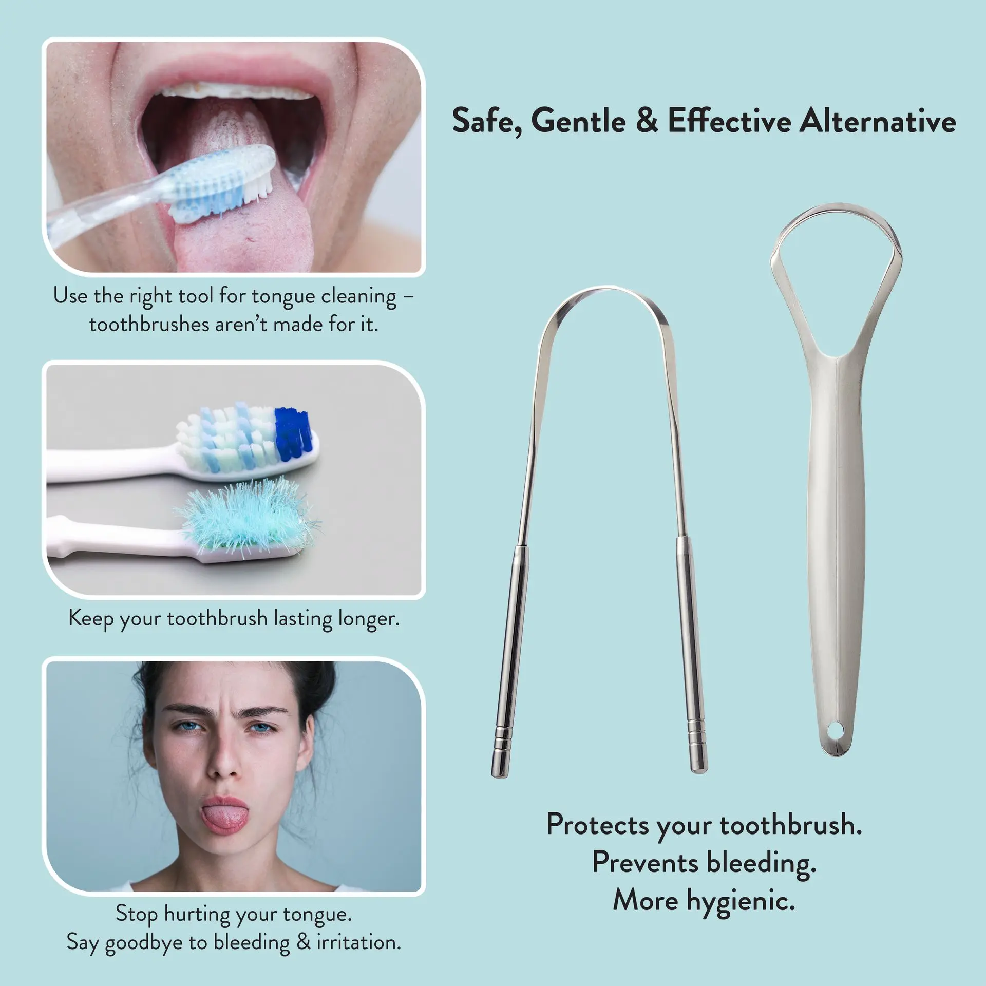 éclat Stainless Steel Tongue Scraper for Adults with Travel Case - Image 30