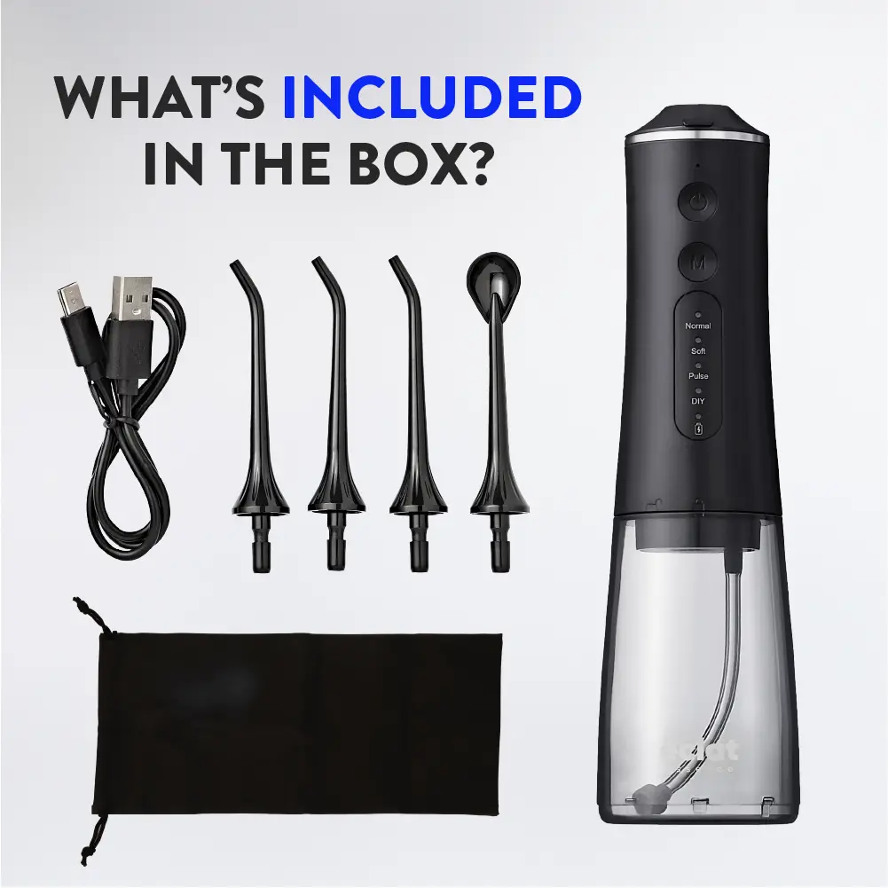 éclat Complete Oral Care Bundle: Cordless Water Flosser + Steel Tongue Scraper Kit - Image 73