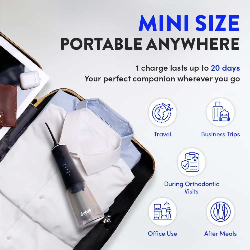 éclat Complete Oral Care Bundle: Cordless Water Flosser + Steel Tongue Scraper Kit - Image 76