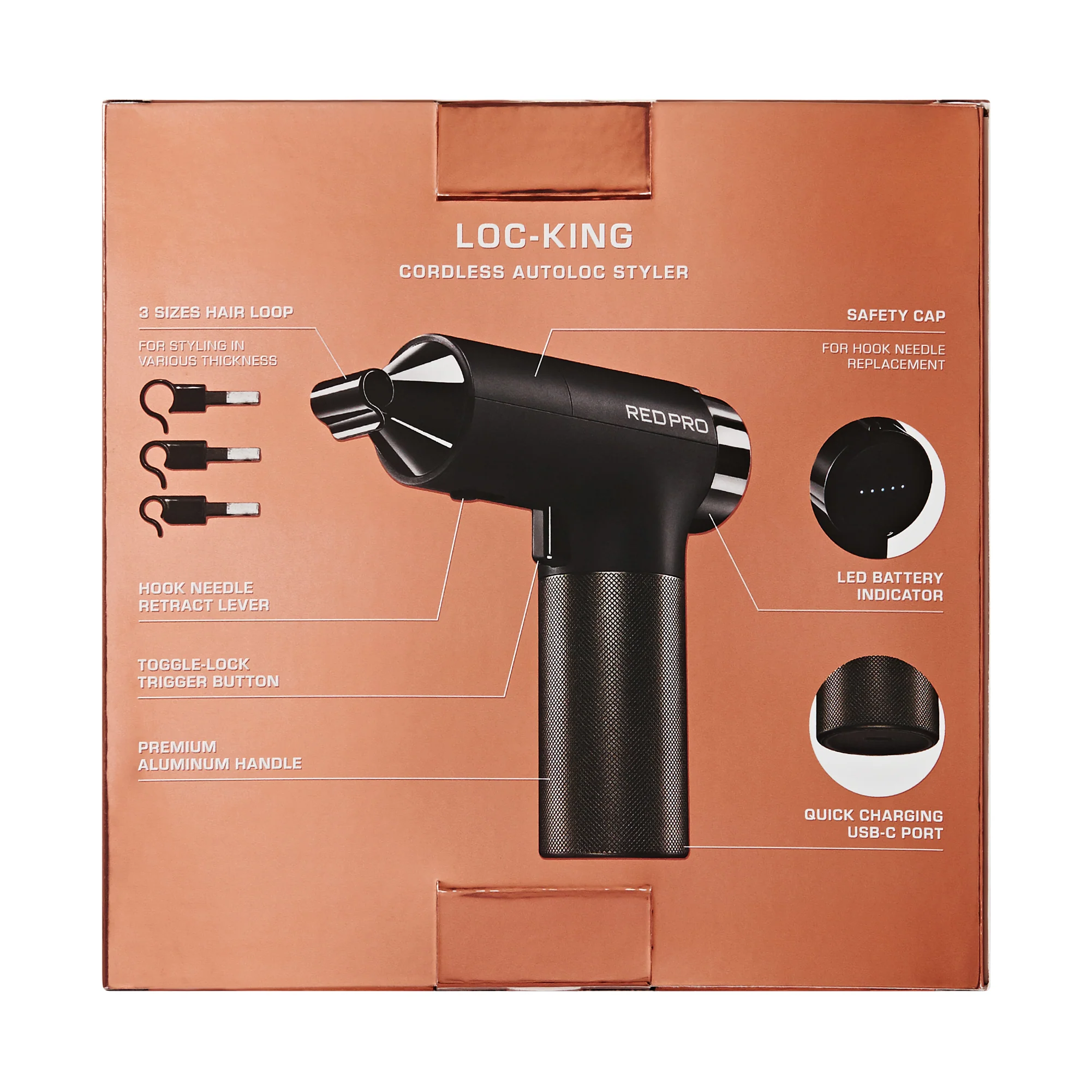 Red PRO LOC-KING Cordless Auto Loc Styler - Internationally PATENTED, World’s First & Fastest - Image 10