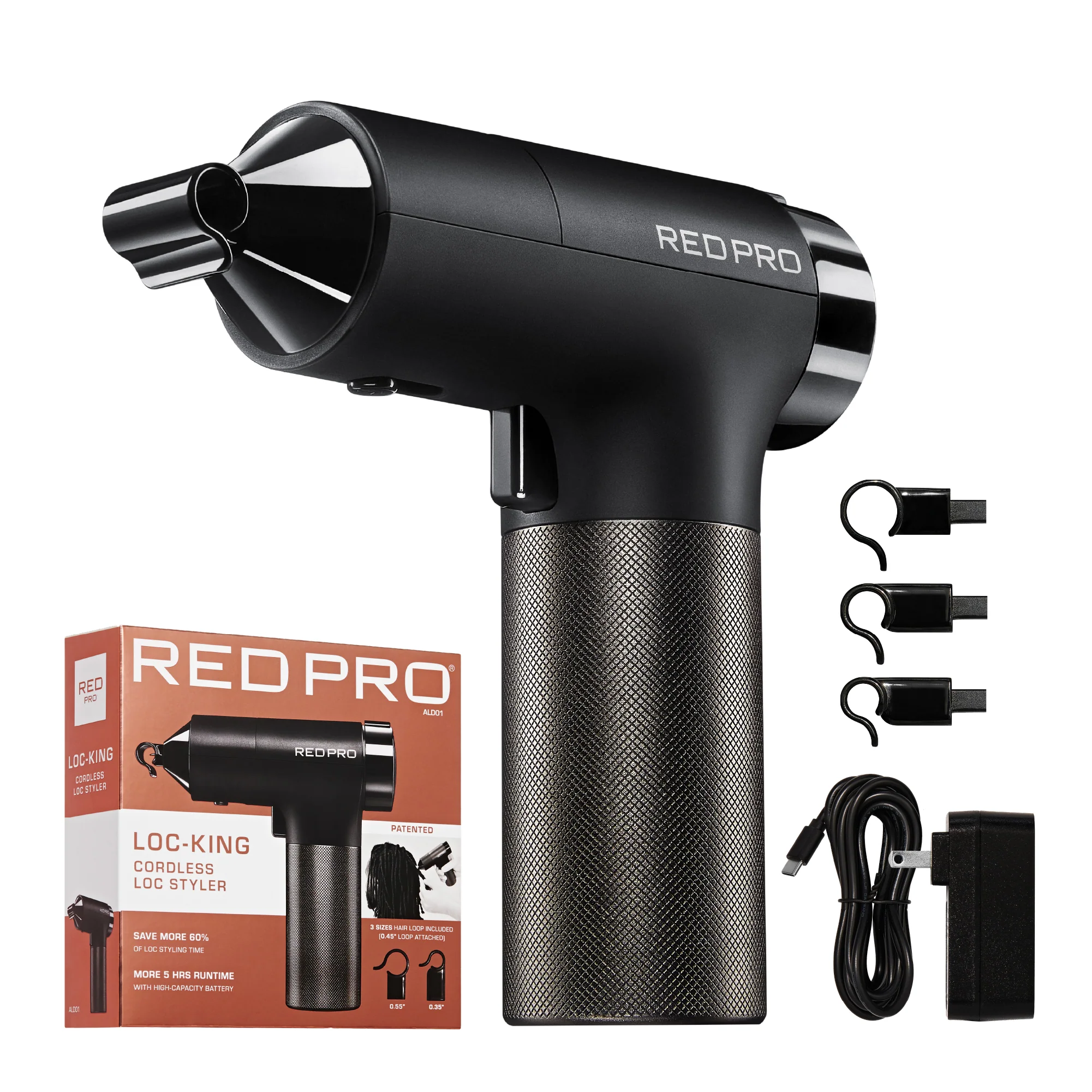 Red PRO LOC-KING Cordless Auto Loc Styler - Internationally PATENTED, World’s First & Fastest - Image 7
