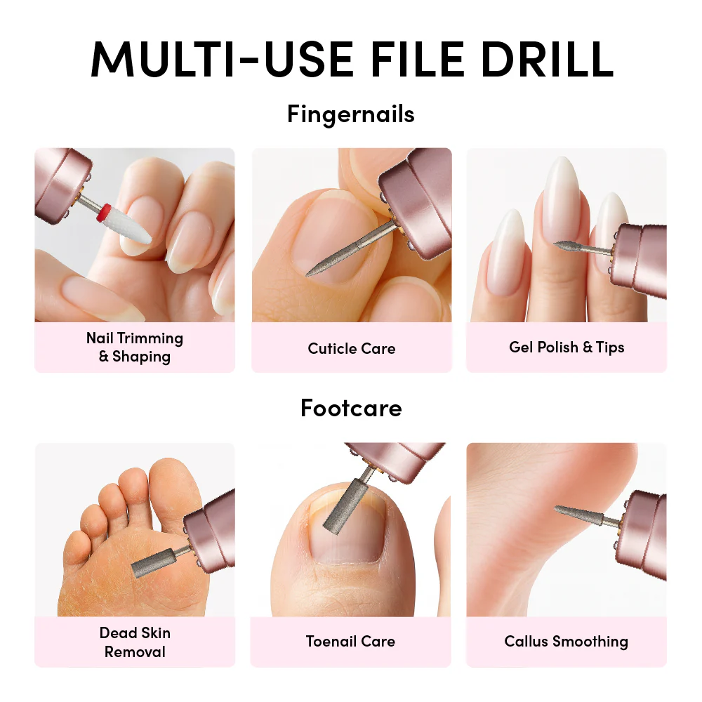 éclat Cordless Electric Nail File – Professional E-File for Acrylic, Gel & Dip Powder with Charging Base & LED Light - Image 3