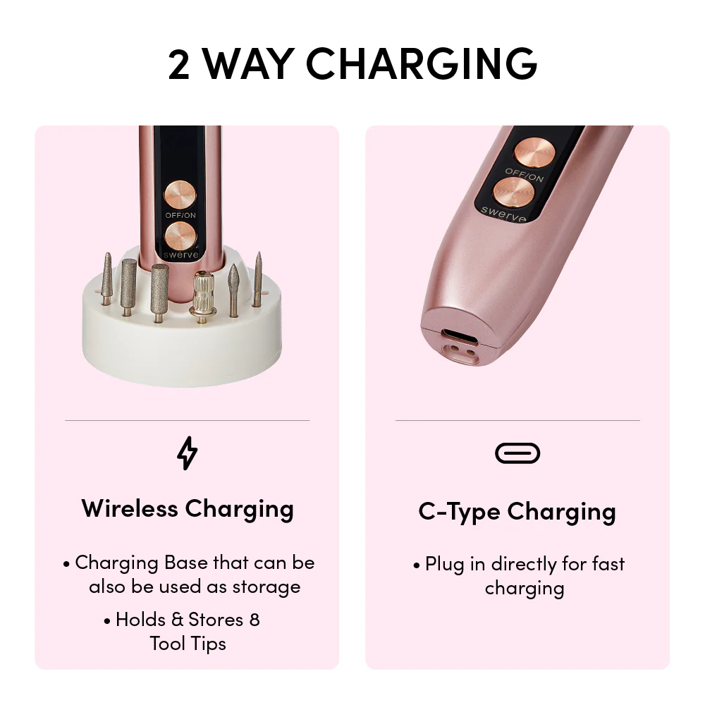 éclat Cordless Electric Nail File – Professional E-File for Acrylic, Gel & Dip Powder with Charging Base & LED Light - Image 5