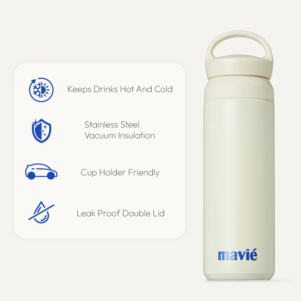 MAVIE Cream Stainless Steel Travel Coffee Mug - Double Wall Insulated Tumbler with Ice Strainer - Image 12