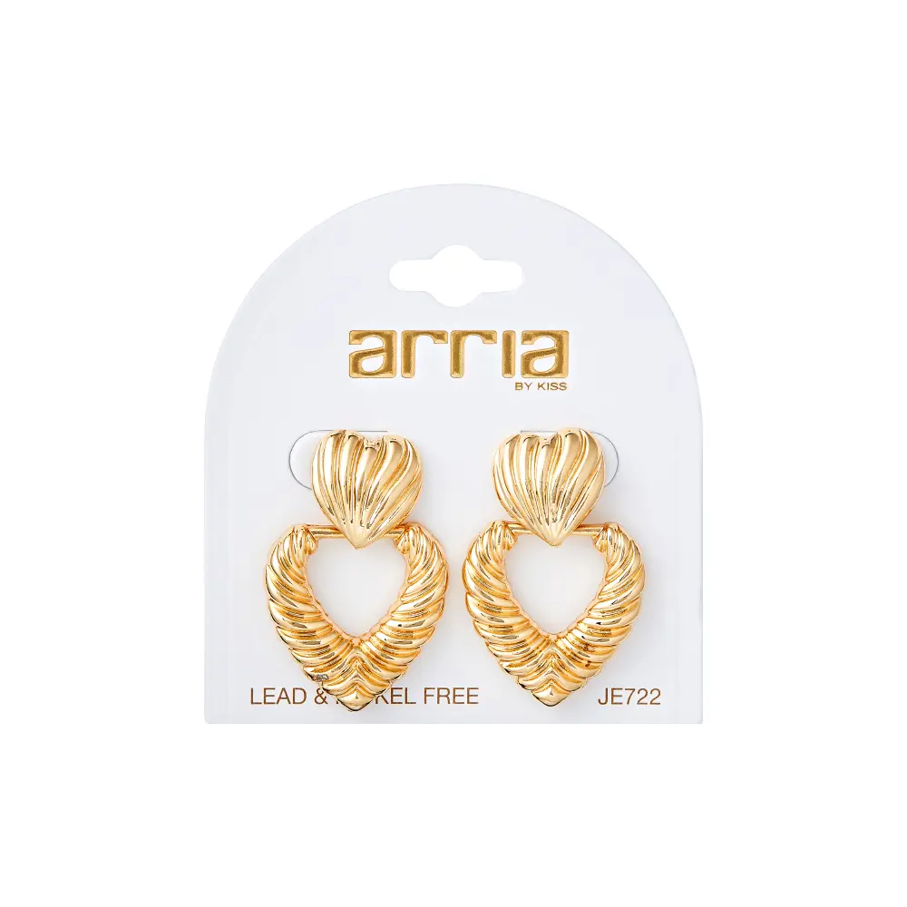 Arria Croissant Heart Earrings in Gold Tone – 26×37mm - Image 7