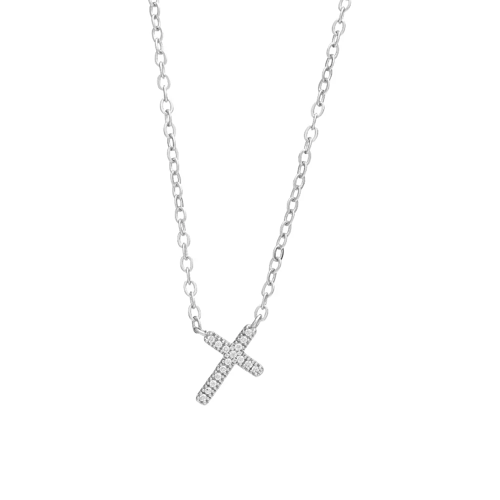 Arria Cubic Zirconia Cross Pendant Necklace — 18K Gold & White Gold Plated - Image 8