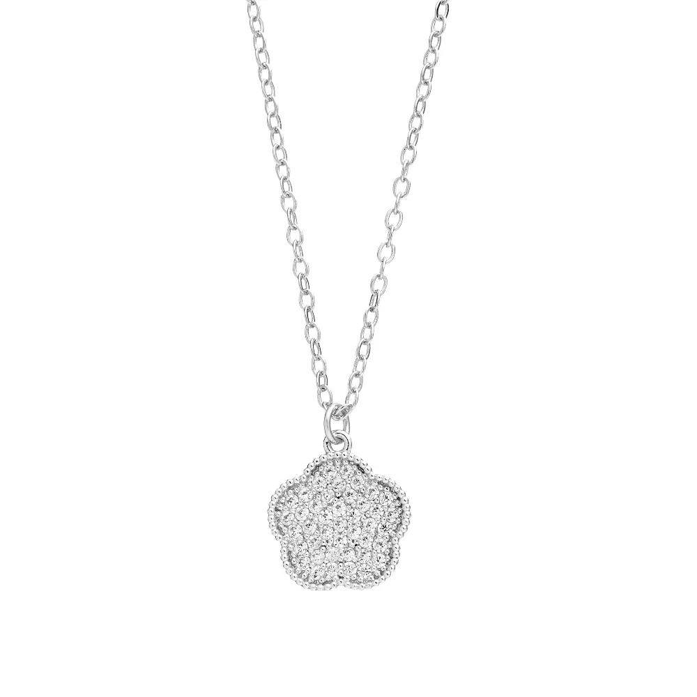 Arria Cubic Zirconia Flower Pendant Necklace — 18K Gold & White Gold Plated - Image 13