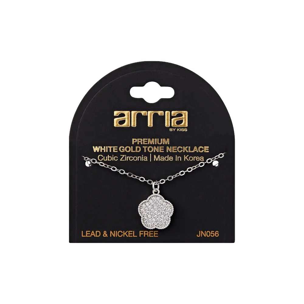 Arria Cubic Zirconia Flower Pendant Necklace — 18K Gold & White Gold Plated - Image 14