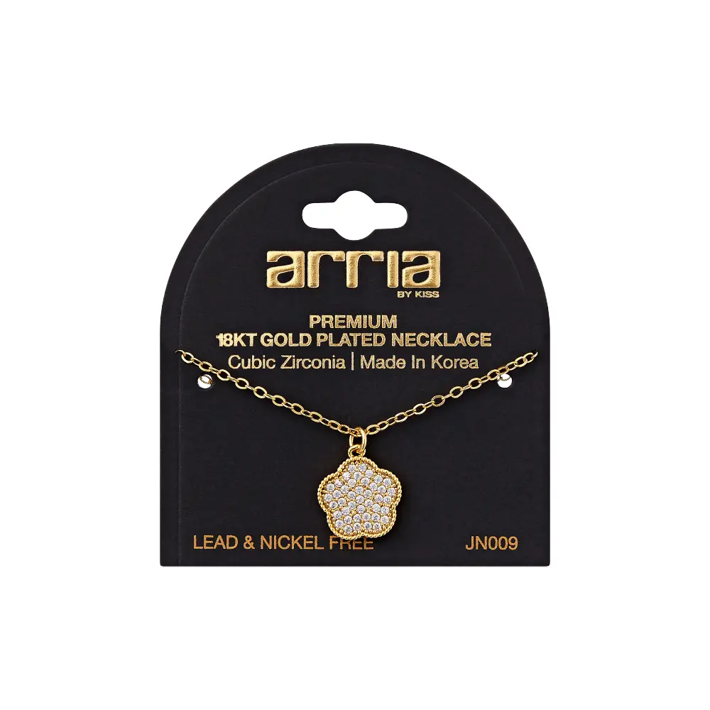Arria Cubic Zirconia Flower Pendant Necklace — 18K Gold & White Gold Plated - Image 6