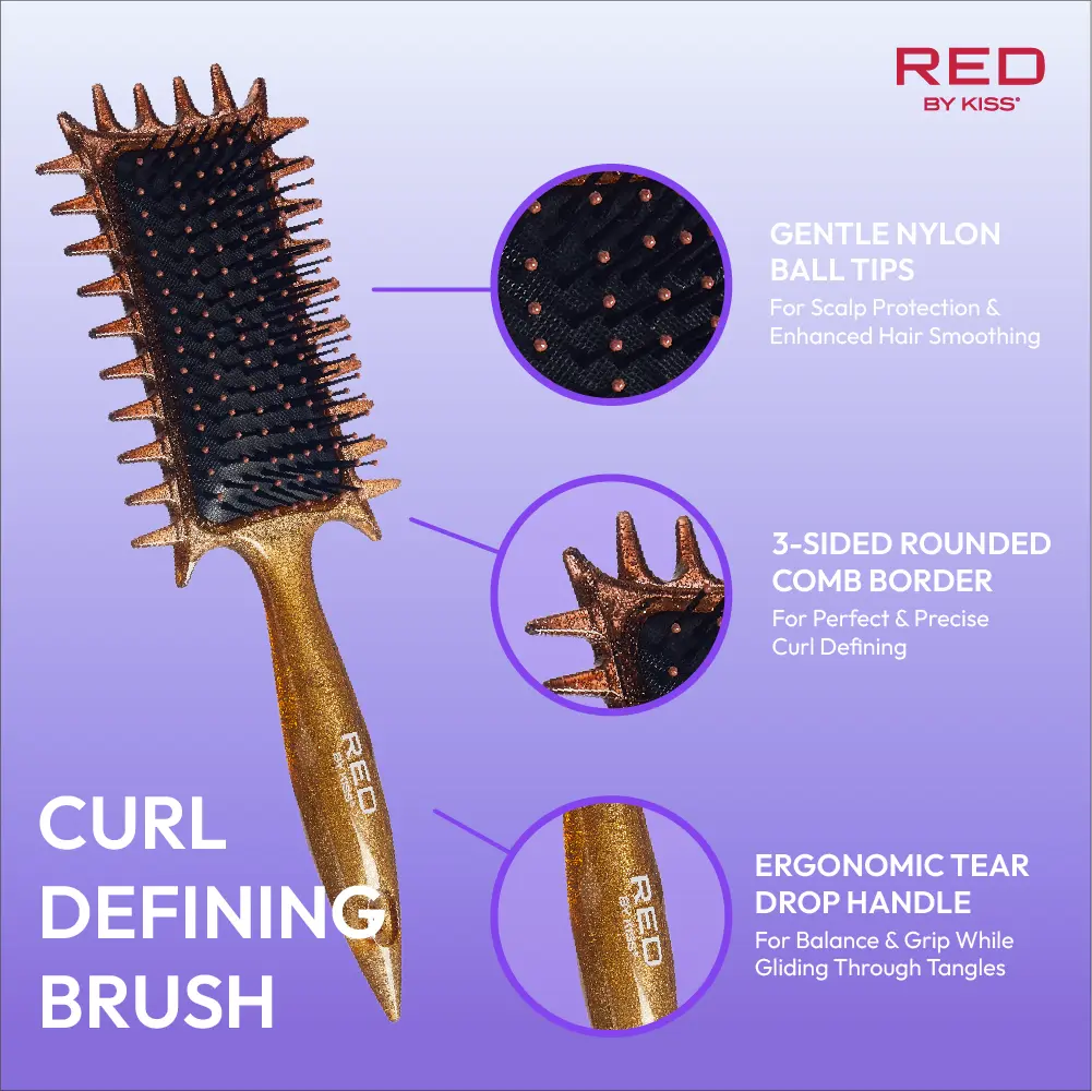 RED by KISS Curl-Art Styler - Detangling & Curl Defining Brush with Side Combs - Image 16