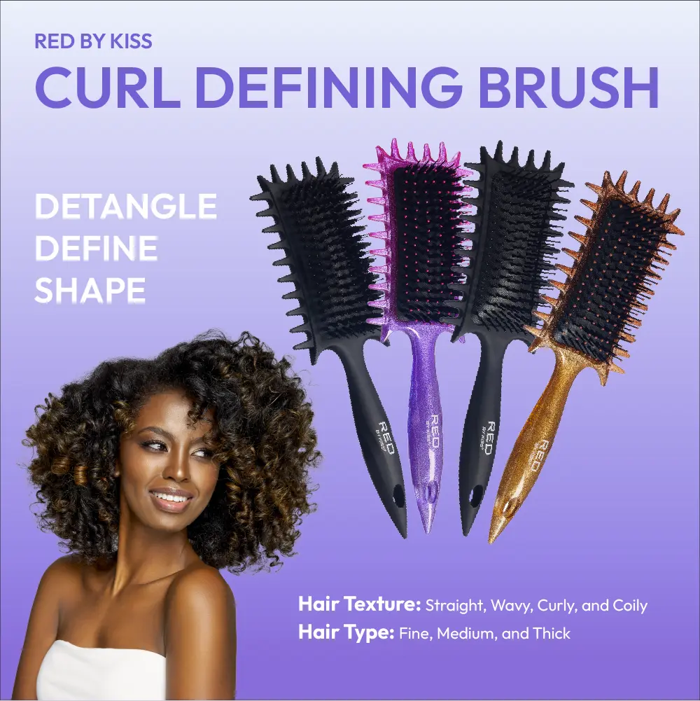 RED by KISS Curl-Art Styler - Detangling & Curl Defining Brush with Side Combs - Image 21