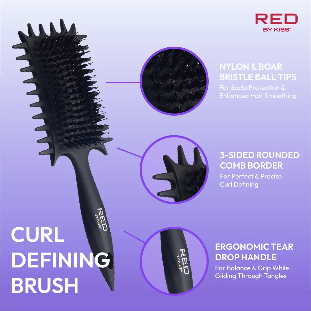 RED by KISS Curl-Art Styler - Detangling & Curl Defining Brush with Side Combs - Image 3