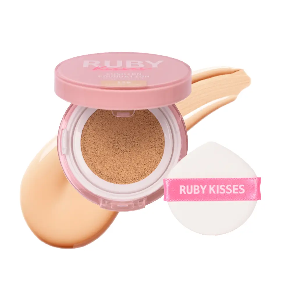 Ruby Kisses Cushion Foundation Compact - Full Coverage with Skincare Benefits, Suitable for Light to Dark Shades - Image 4