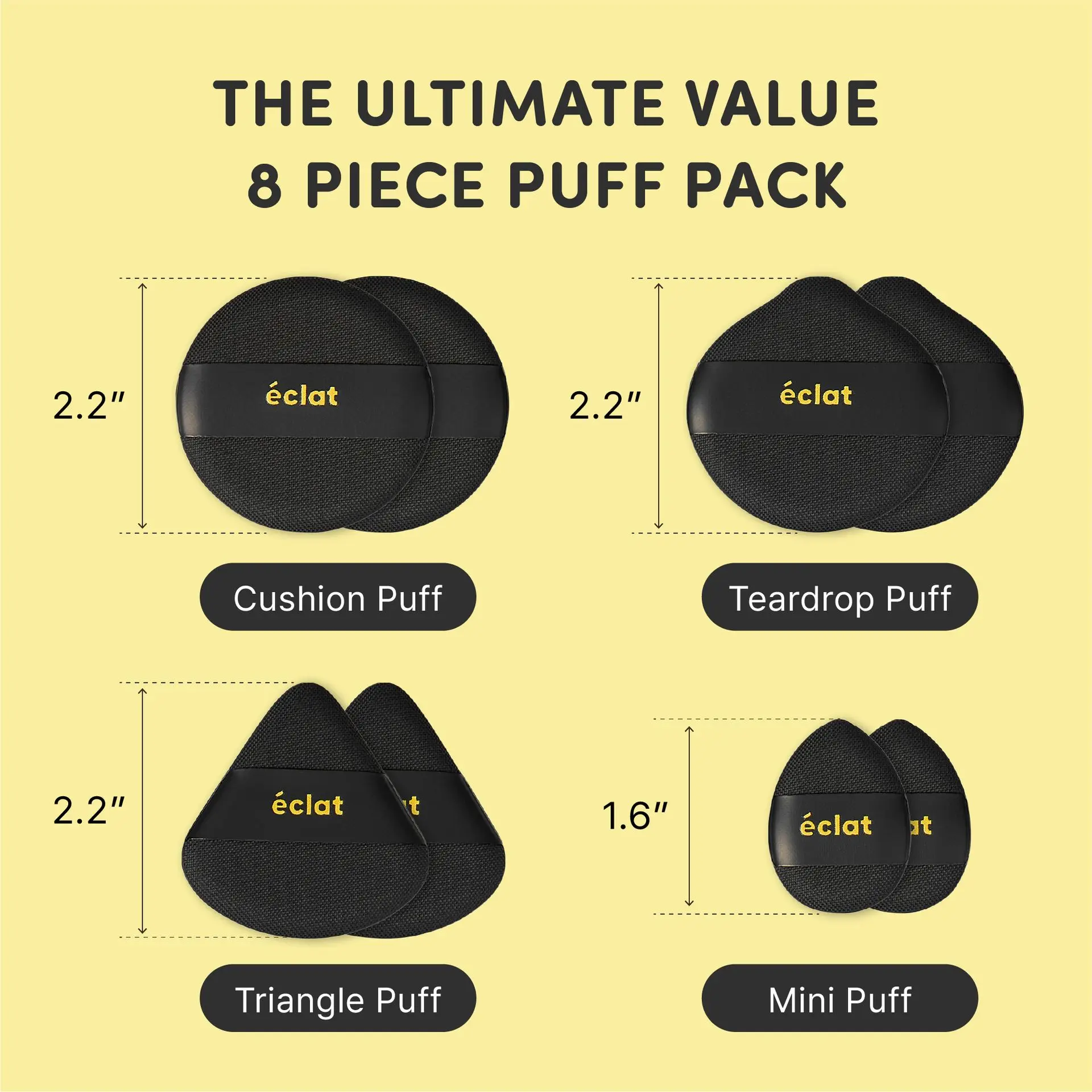 éclat Cushion Puff Makeup Set - 8pcs Soft & Bouncy Foundation, Concealer & Powder Puff - Image 16