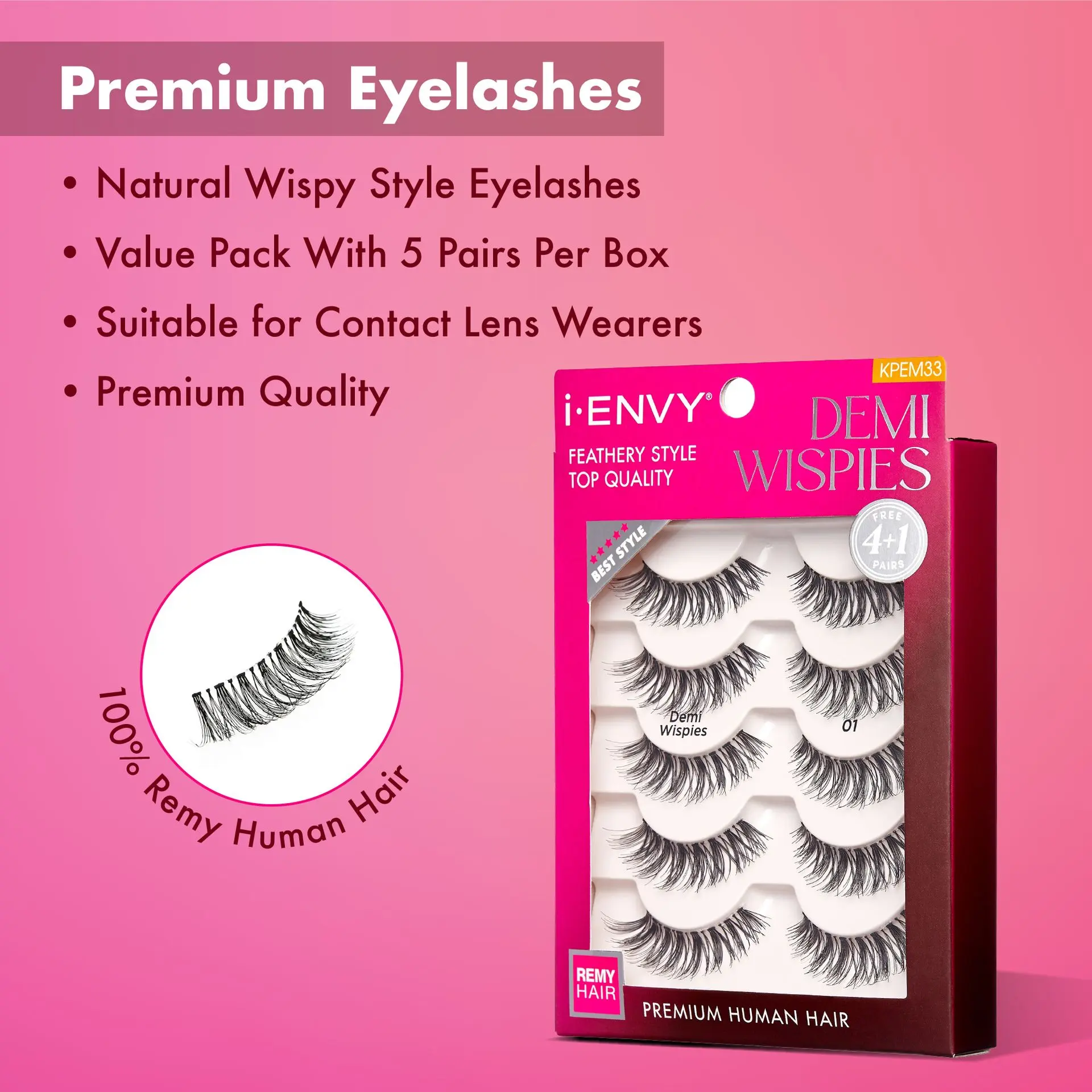 I-ENVY Demi Wispies Premium Human Hair Strip Lashes Multi Pack - Image 3