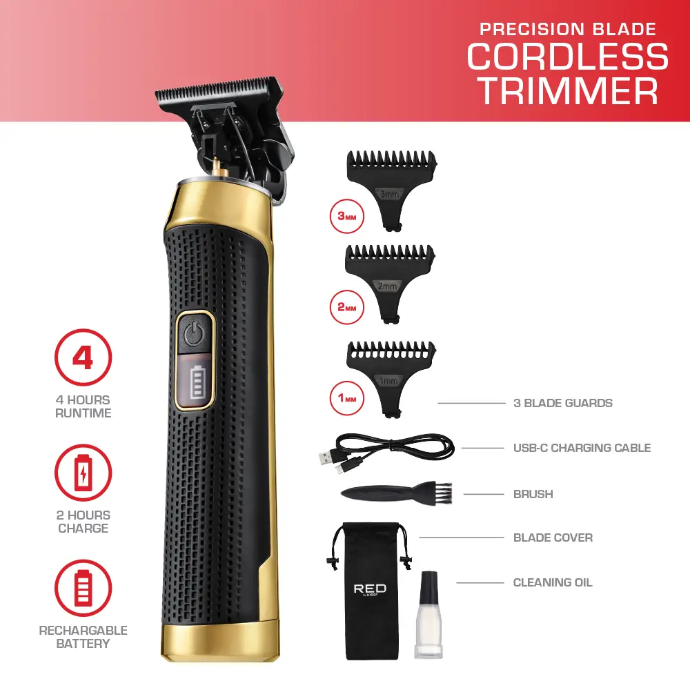 RED by KISS DLC Zero-Gap Cordless Trimmer with USB-C & 4-Hour Battery - Image 2