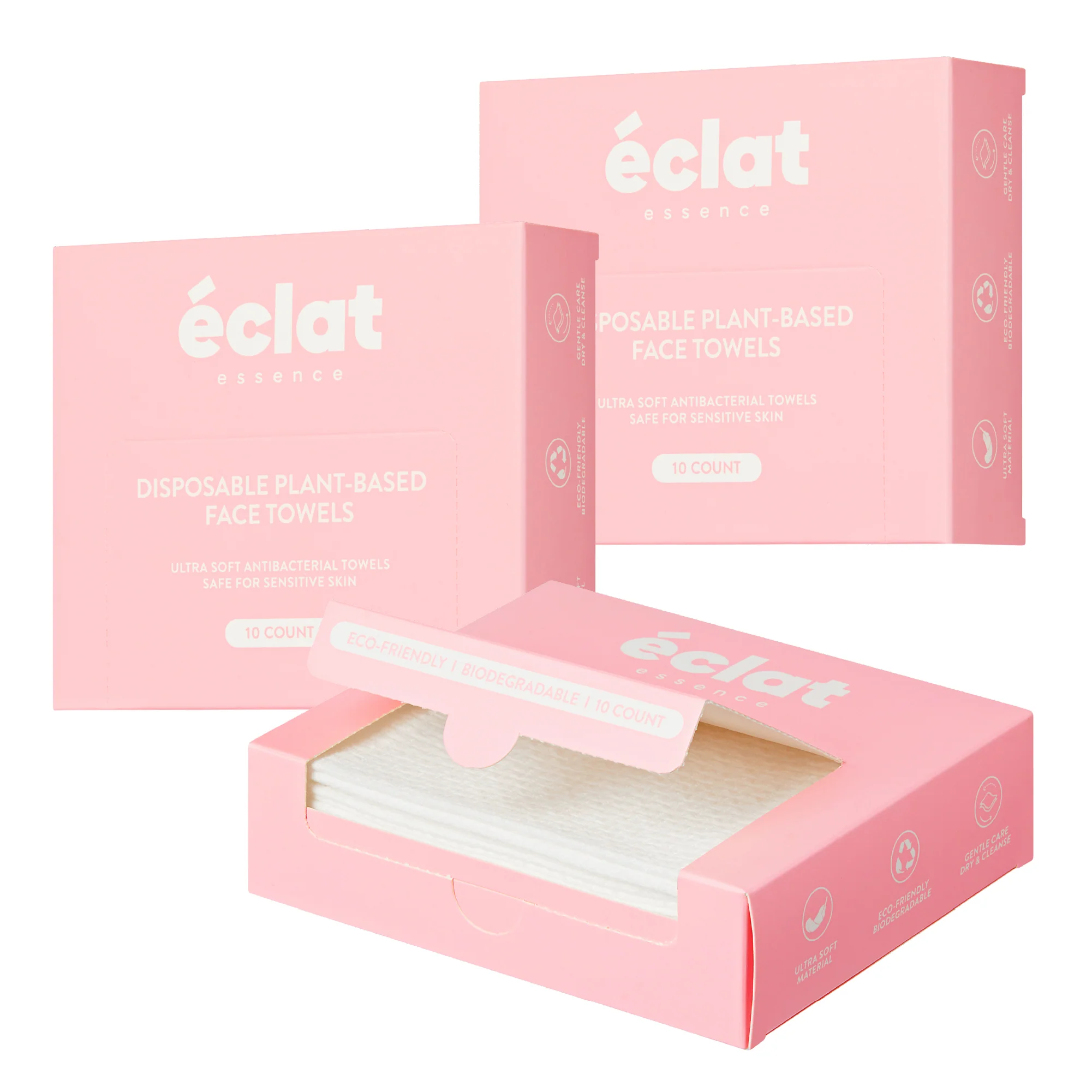 éclat Dual-Sided Plant-Based Face Towels - Ultra Soft & Disposable - Mini Travel Size (10 Count) - Image 11
