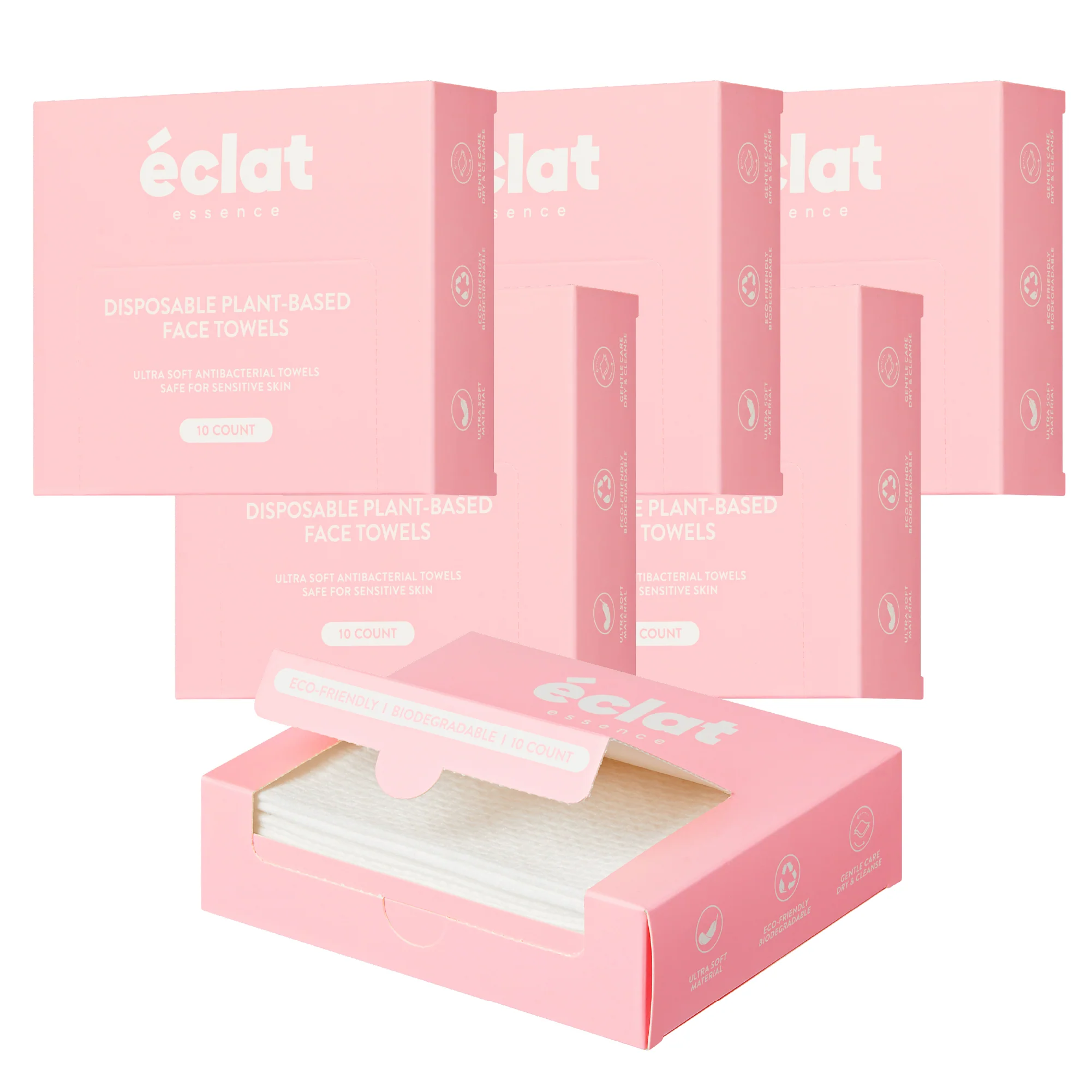 éclat Dual-Sided Plant-Based Face Towels - Ultra Soft & Disposable - Mini Travel Size (10 Count) - Image 12