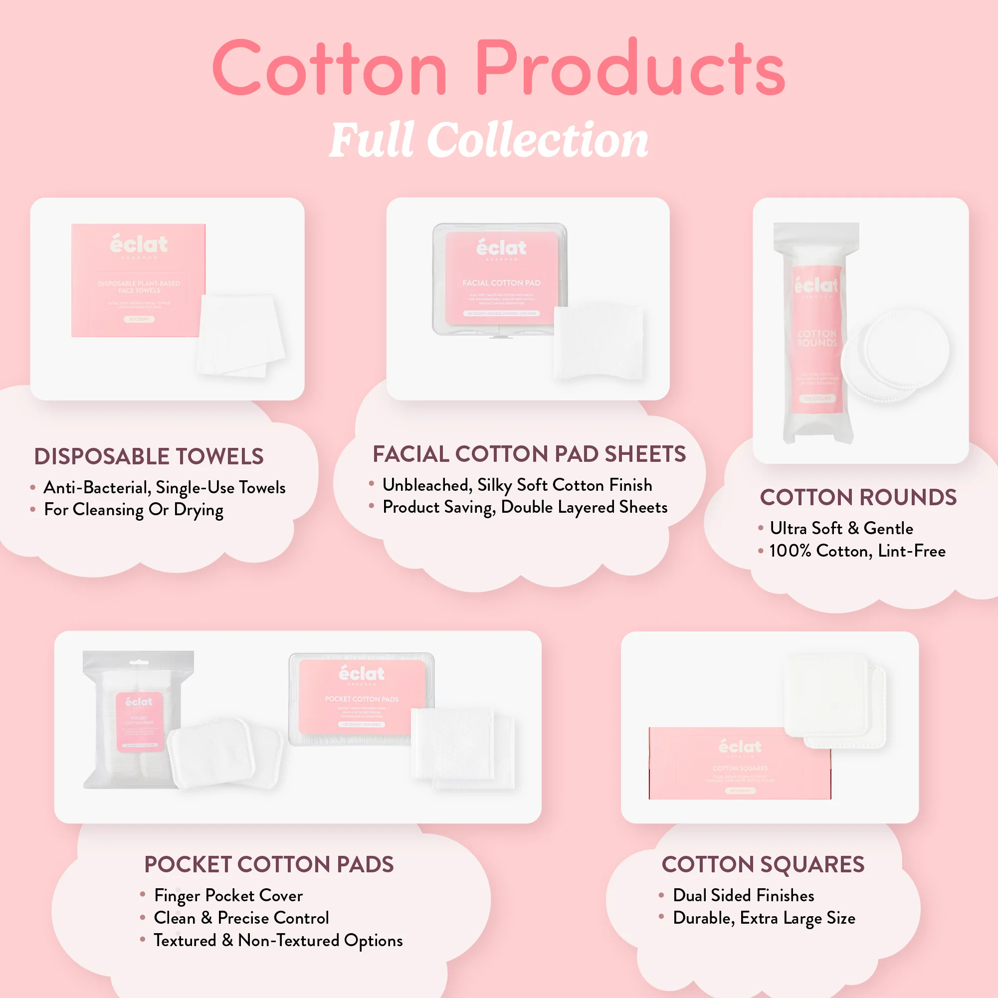 éclat Dual-Sided Plant-Based Face Towels - Ultra Soft & Disposable - Large Value Pack (50 Count) - Image 7