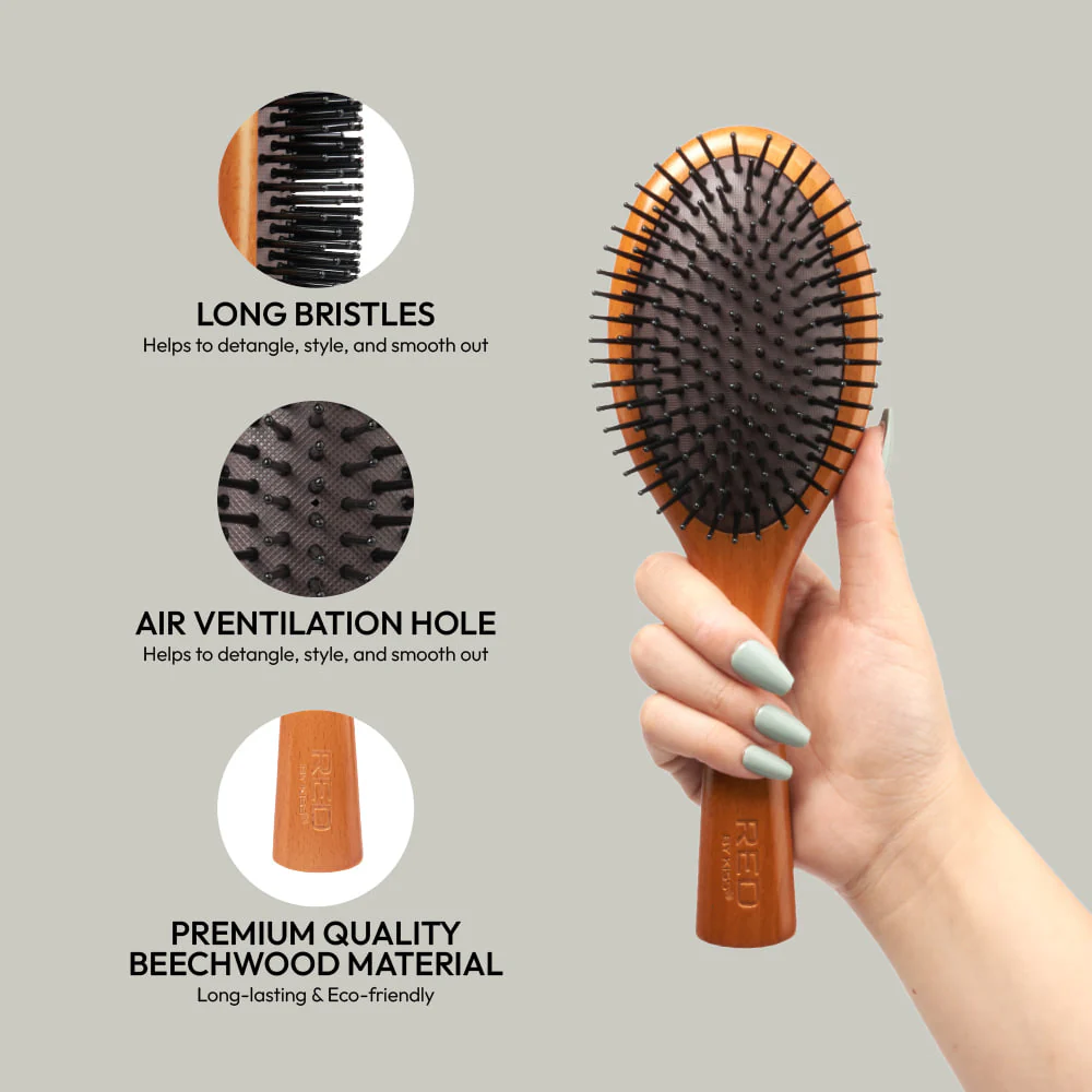 RED by KISS Evergreen Wooden Oval Paddle Hair Brush - Image 2