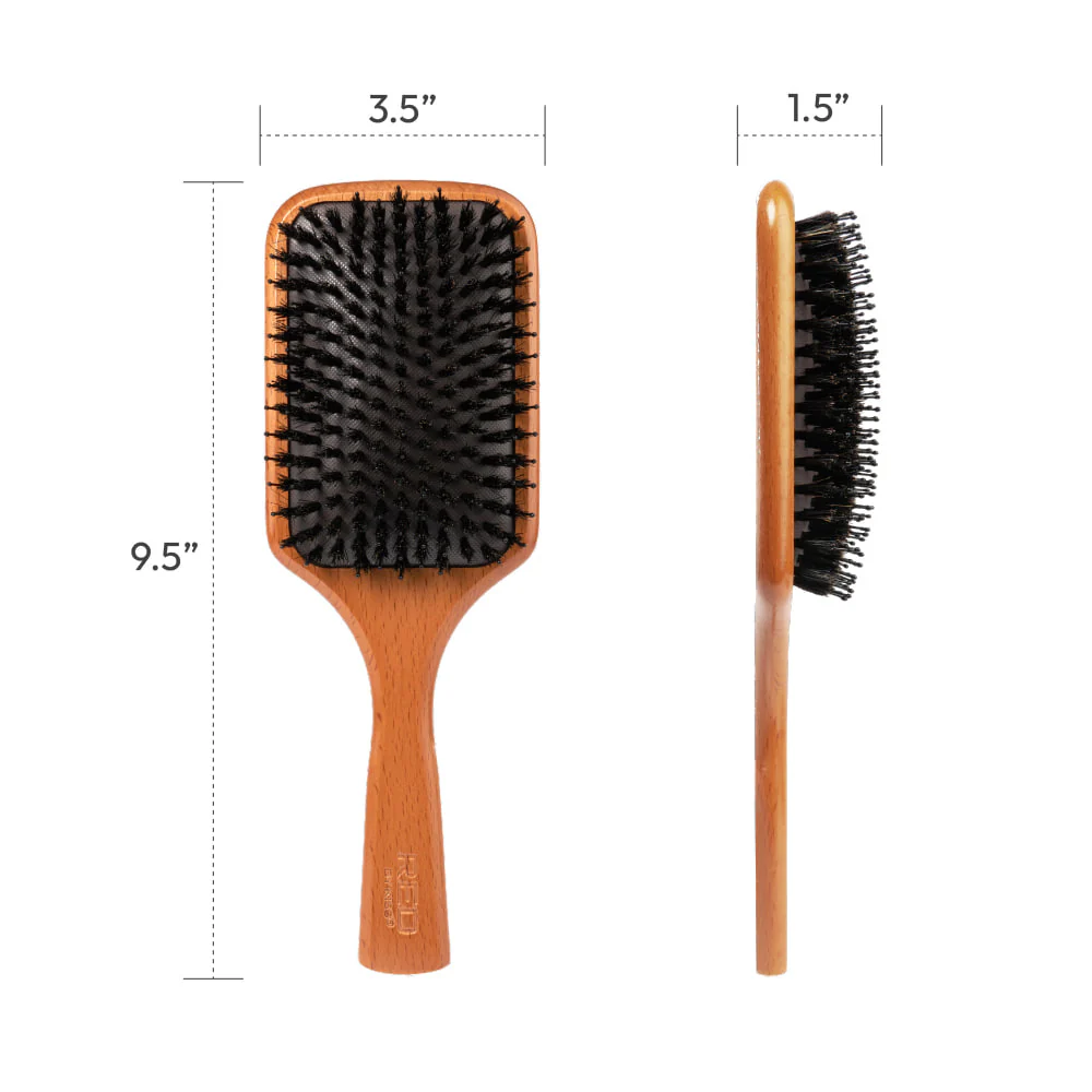 RED by KISS Evergreen Wooden Square Boar Paddle Hair Brush - Image 3